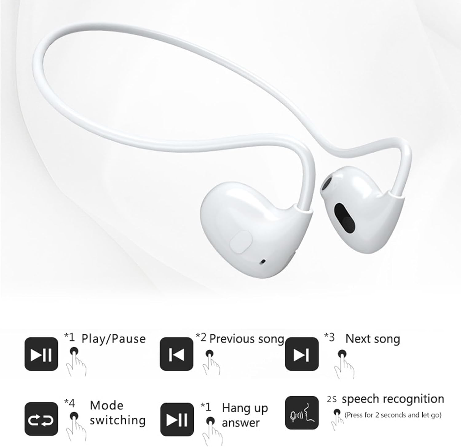 YUEHISY Open Ear Bone Conduction Sport Headphones, Headphones Sweat Resistant Wireless Earphones for Workouts and Running, for Father Is Day for Gifts, Ect (White)