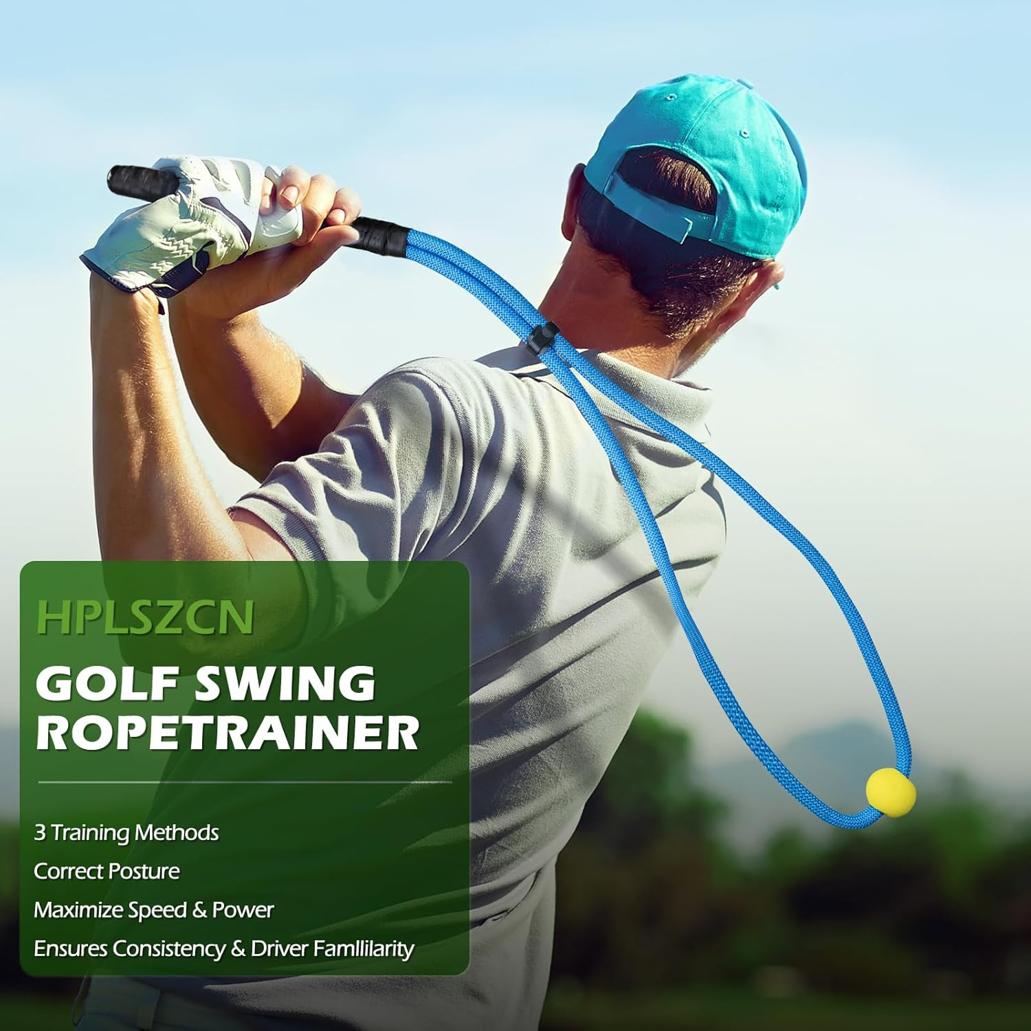 Golf Swing Trainer, Golf Swing Training Aid Set, Distance Rope to Improve Swing Speed ​​Lag Rhythm, Golf Warm-Up Stick Strength and Rhythm Training Armband for Golf Beginners Black