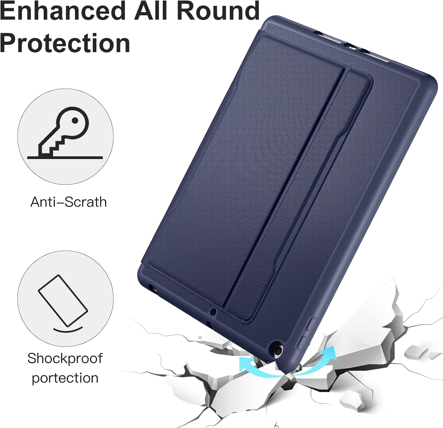 Witzon PU Leather Case Compatible with Ipad 10.2 Inch 2021/2020/2019 Ipad 9Th/8Th/7Th Generation Cover with Pencil Holder, Business Protective Case for Apple Ipad 9Th Gen, Auto Wake/Sleep - Navy image number 4