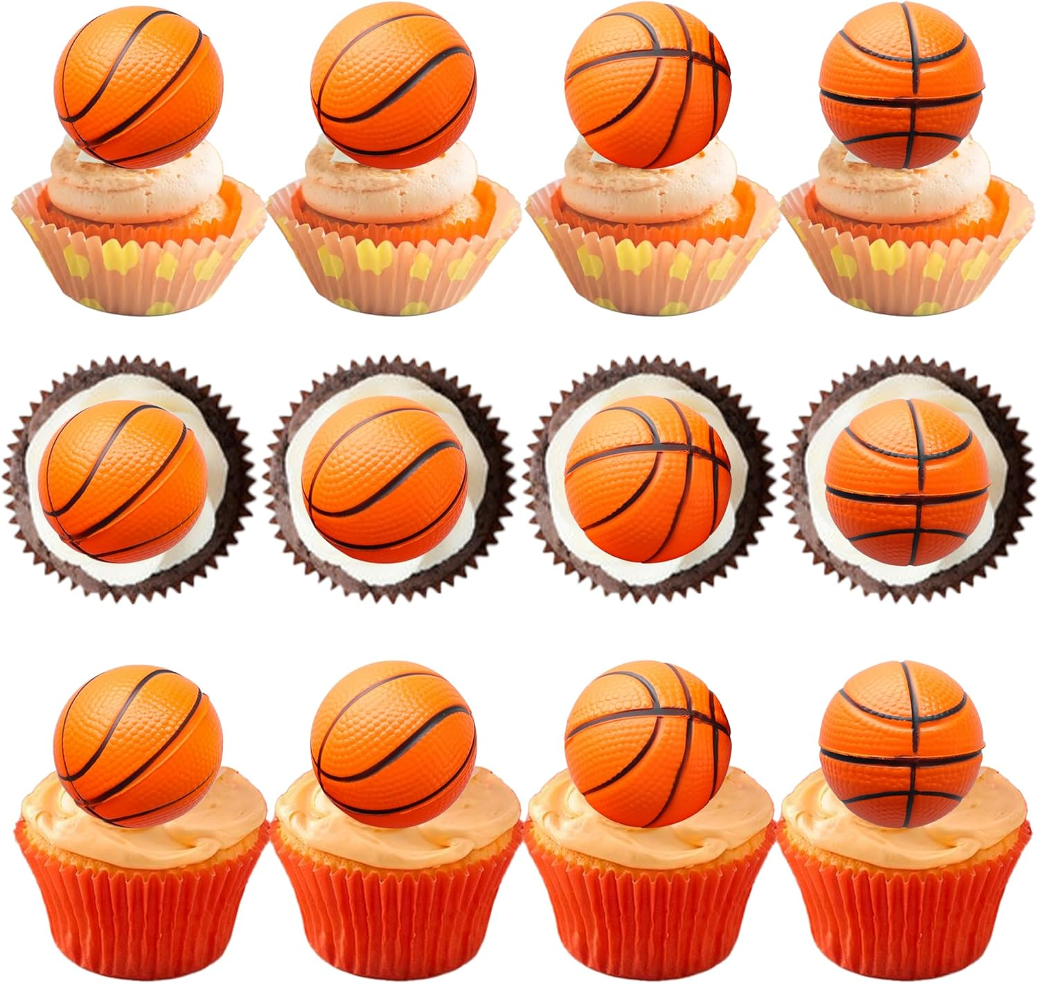 1Pc 8Th Birthday Basketball Cake Topper Glitter Basketball Sports Theme Cake Pick for Baby Shower 8Th Birthday Cake Decorations Party Supplies Black image number 4
