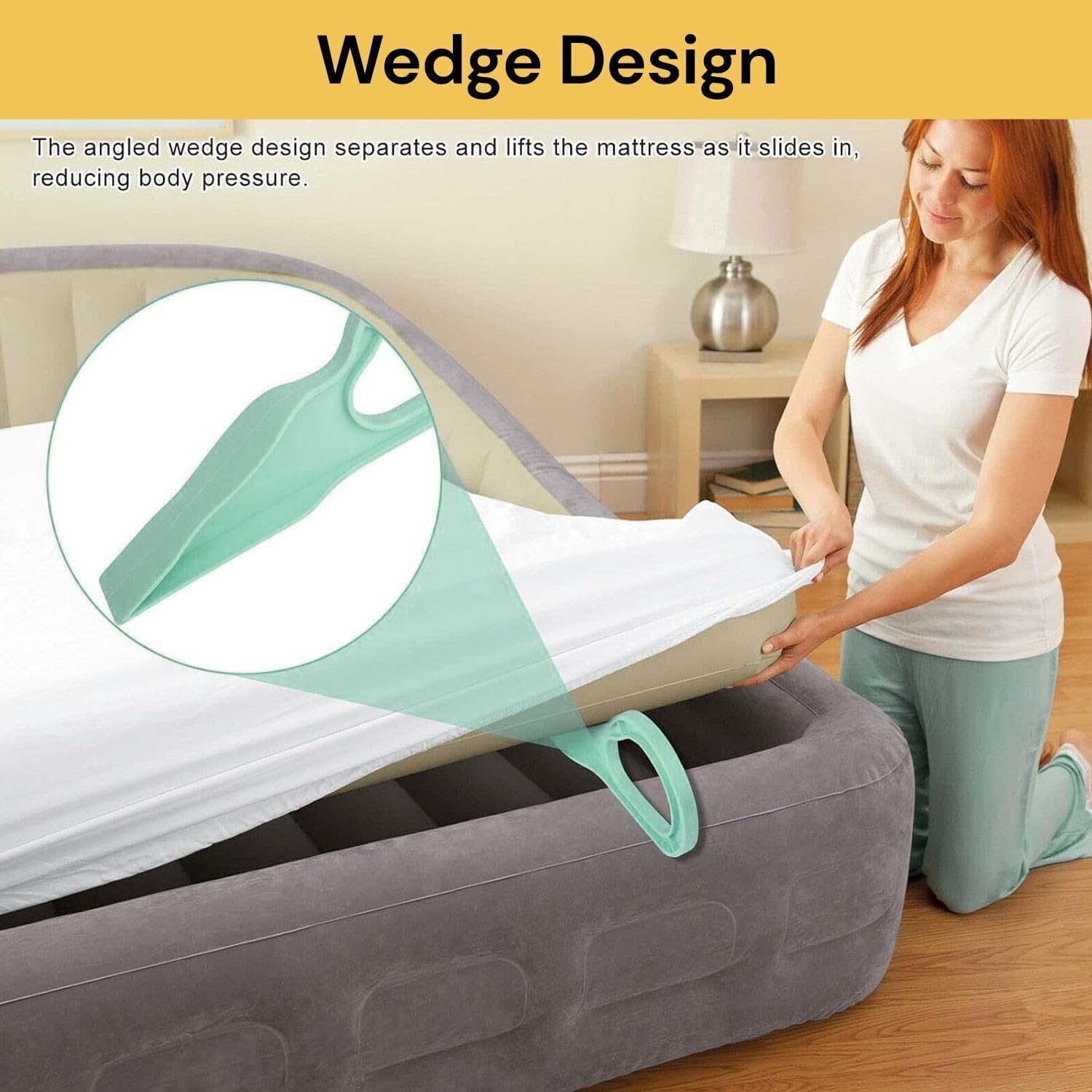 EZONEDEAL Mattress Lifter, Ergonomic Mattress Wedge Elevator, Bed Making & Mattress Lifting Handy Tool Alleviate Back Pain, Mattress Wedge Elevator-Light Blue image number 4