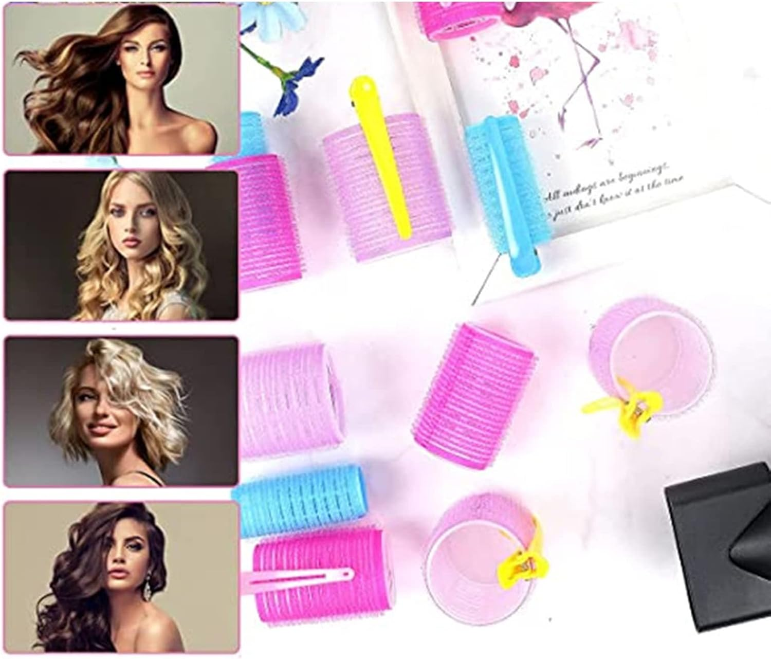 36 Piece Hair Rollers Set with Self-Grip, Sleeping Curlers, Portable Soft Curler Styling Tool, Large, Medium and Small Hair Rollers with 12 Plastic Clips