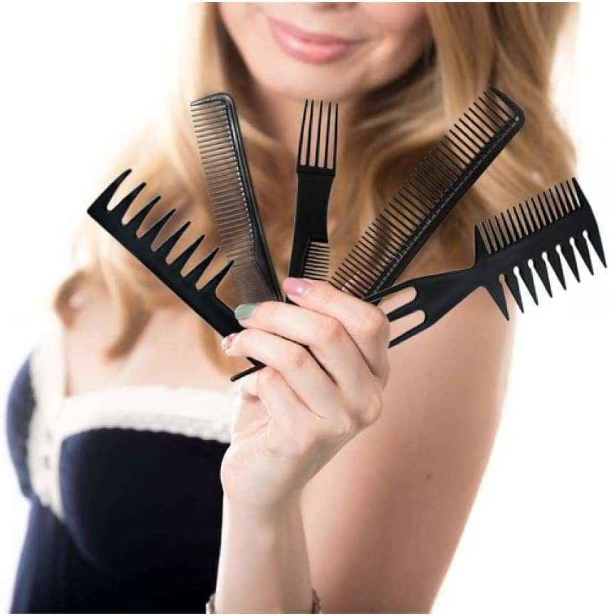 PARENCE - Set of 10 Anti-Static Hair Combs, Professional Anti-Static Heat Resistant Hairdressing Combs, Fine and Wide Tooth Hairdressing Comb (10 Combs) image number 1