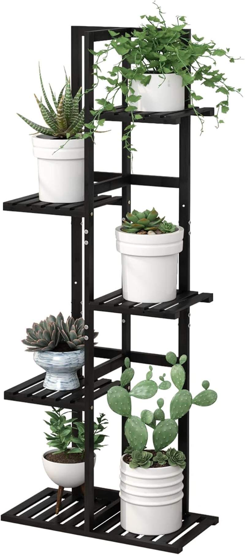 Laiensia Bamboo Plant Stand Rack 6 Tier,Multiple Stand Holder Shelf Rack, Indoor&Outdoor Planter Display Shelves for Patio Garden, Living Room, Corner Balcony and Bedroom,Black