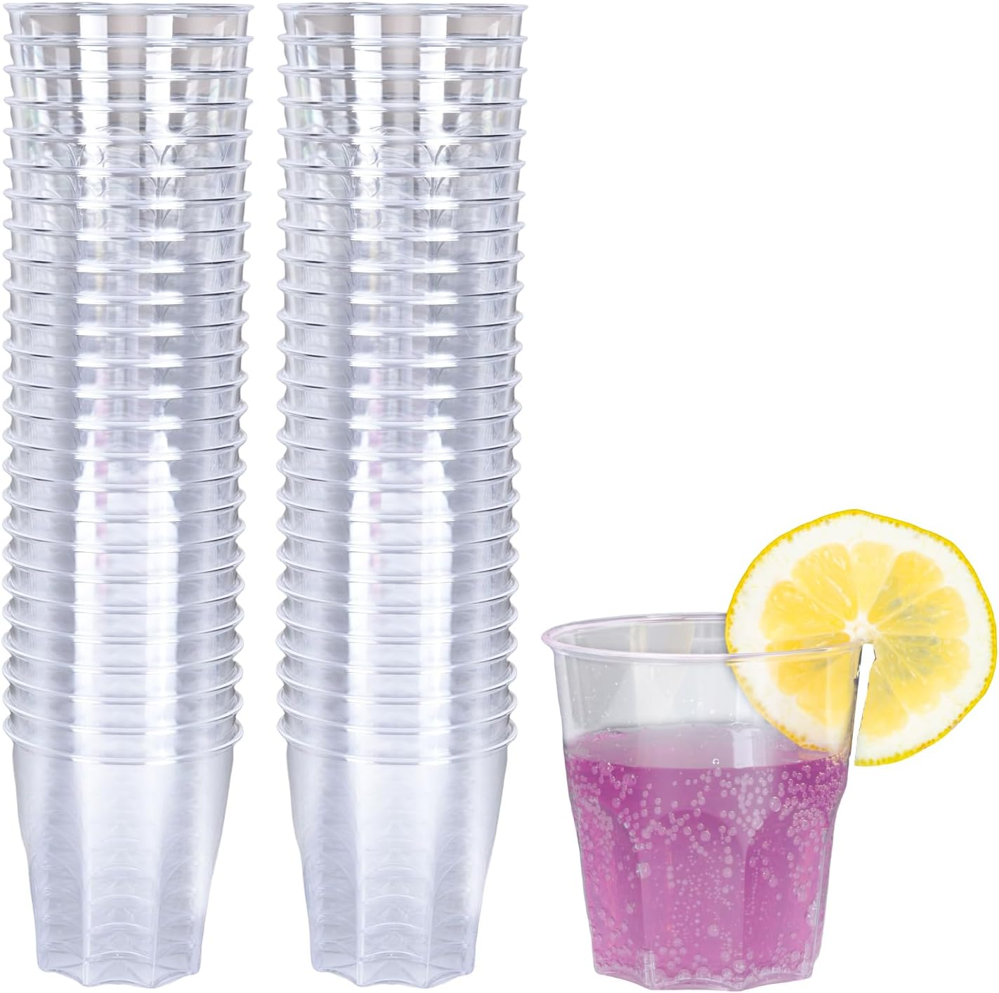 50 Pcs Clear Reusable Plastic Cups Durable Drinking Cups 240Ml Elegant Party Wine Glassestumblers Shot Cup for Home Decor Party Weddings Birthdays Camping(8 OZ) image number 1