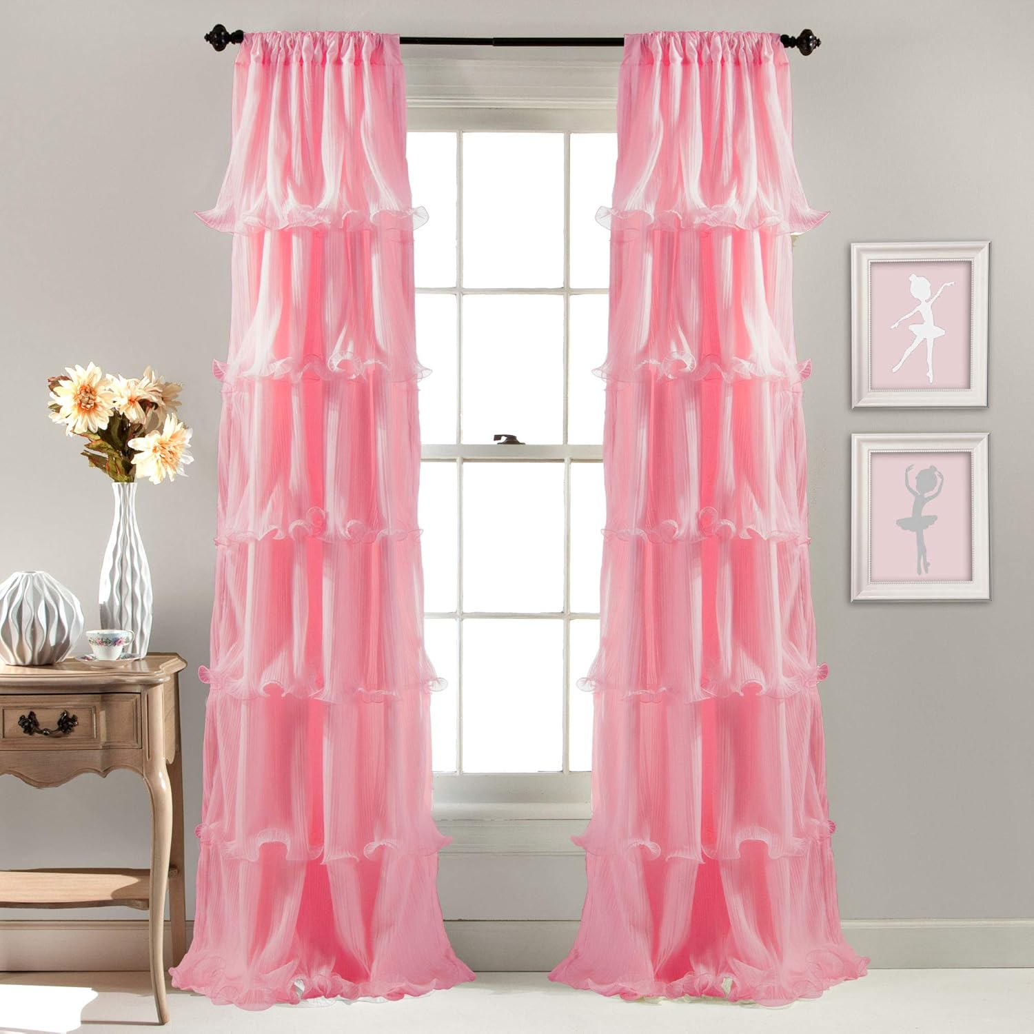 Lush Decor Nerina Window Curtain, 84 by 54-Inch, Pink