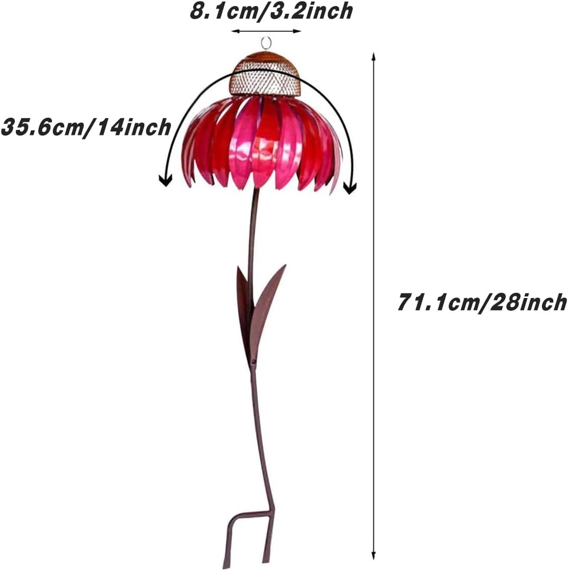 AIMALL Metal Coneflower Bird Feeder for Garden Decoration Hummingbirds Feeder Four-Season Use 28 Inch