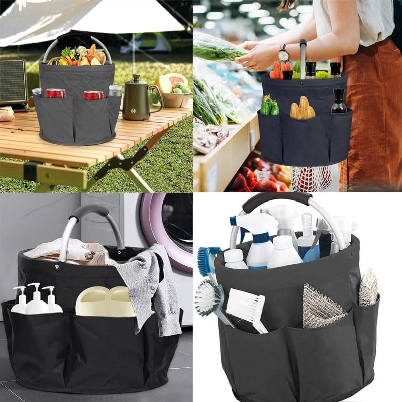 WADY 17L Cleaning Caddy with Handle - Large Capacity Multi-Pocket Organizer Bucket, Foldable Portable Storage Basket for Home & Garden Cleaning Supplies image number 6