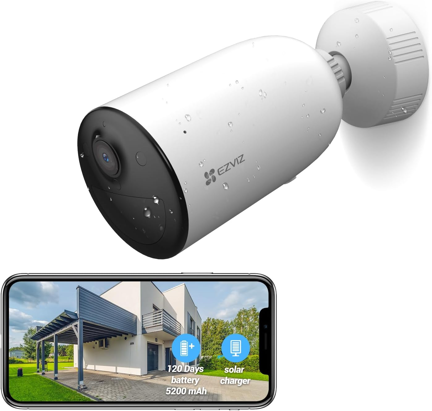 EZVIZ Wireless Security Camera with Solar Panel, 1080P Outdoor Spotlight Battery/Solar Powered Wifi Camera, Color Night Vision, 2-Way Talk, Human Detection, IP66, 256G Sd/Cloud Storage, Alexa, CB3 Kit