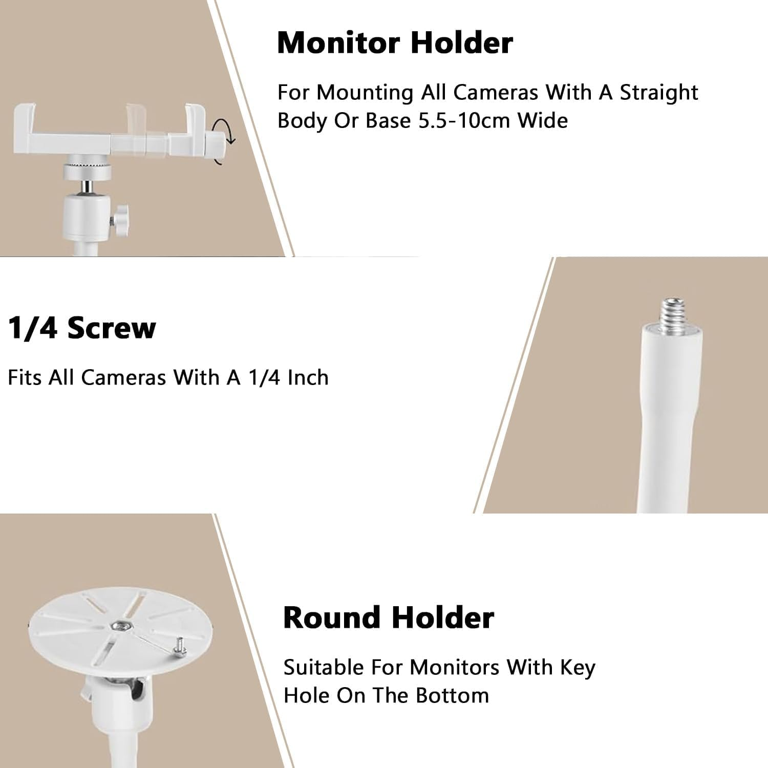 Baby Monitor Floor Stand - Adjustable Height, Universal Stand for Most Camera With1/4 Screw, 360&deg; Rotating Non-Slip Base, Safe and Sturdy Nursery Camera Stand image number 6