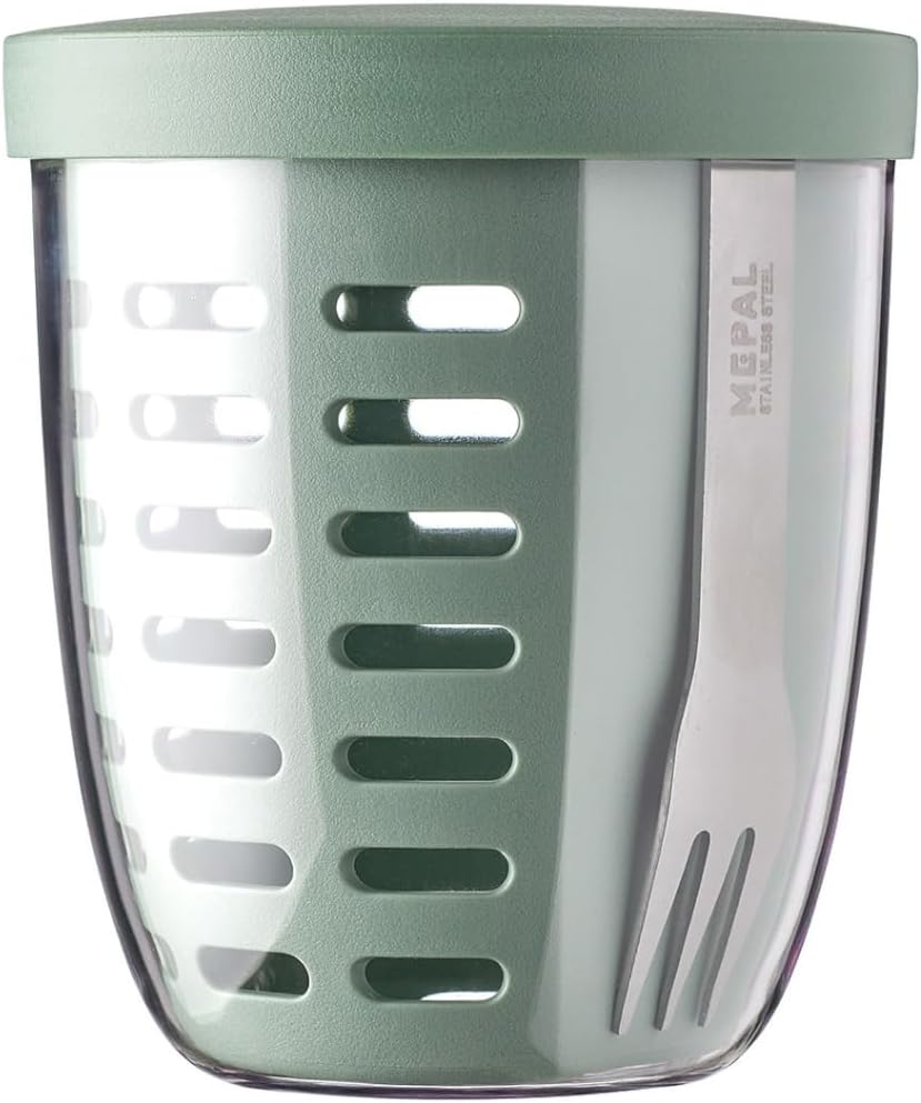 Mepal &ndash; Ellipse Fruit & Veggie Pot &ndash; Ideal for on the Go &ndash; Blue, 600 Ml &ndash; Includes Fork & Colander