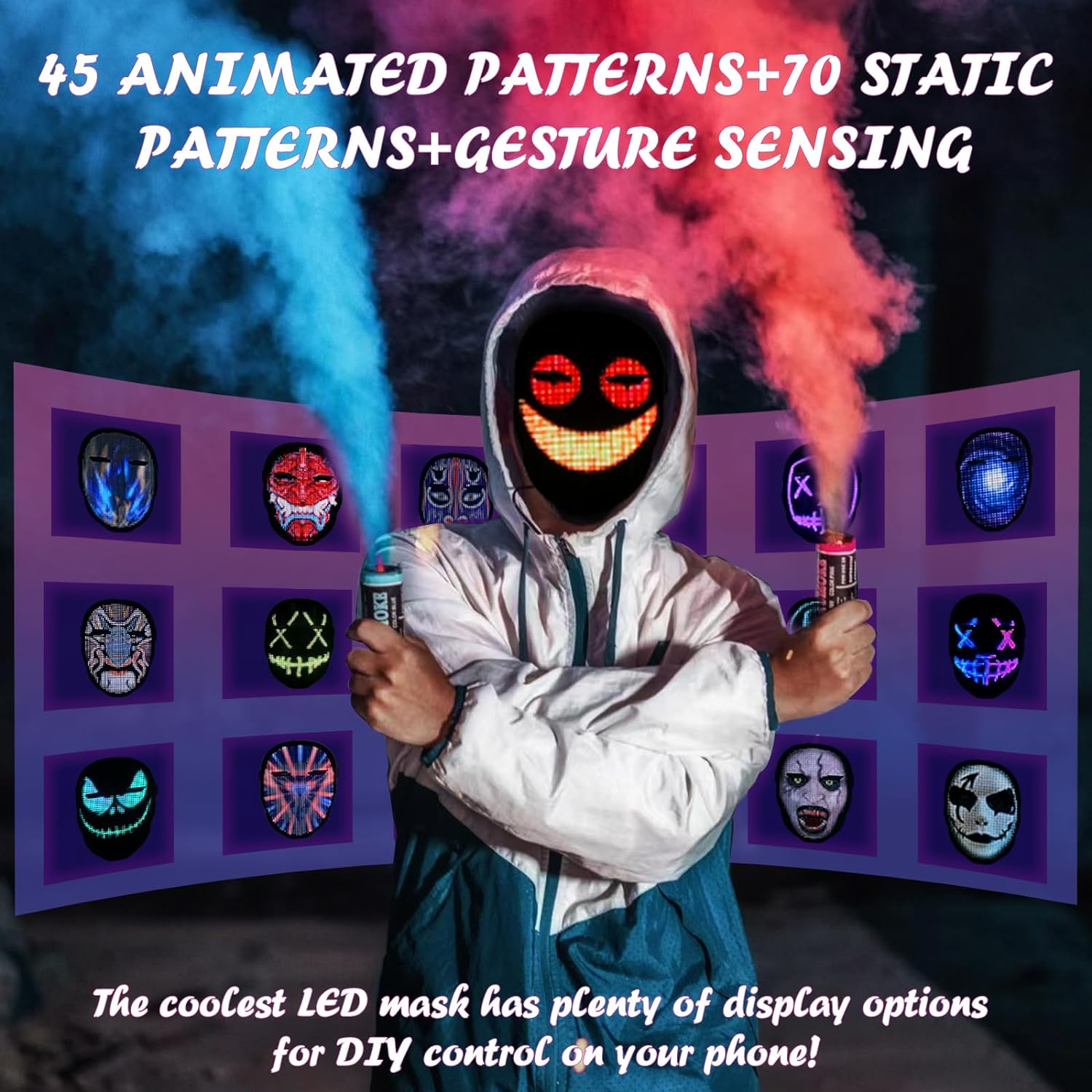 Depointer Life LED Mask with Bluetooth Compatible App Control, Customizable Shine Mask image number 2