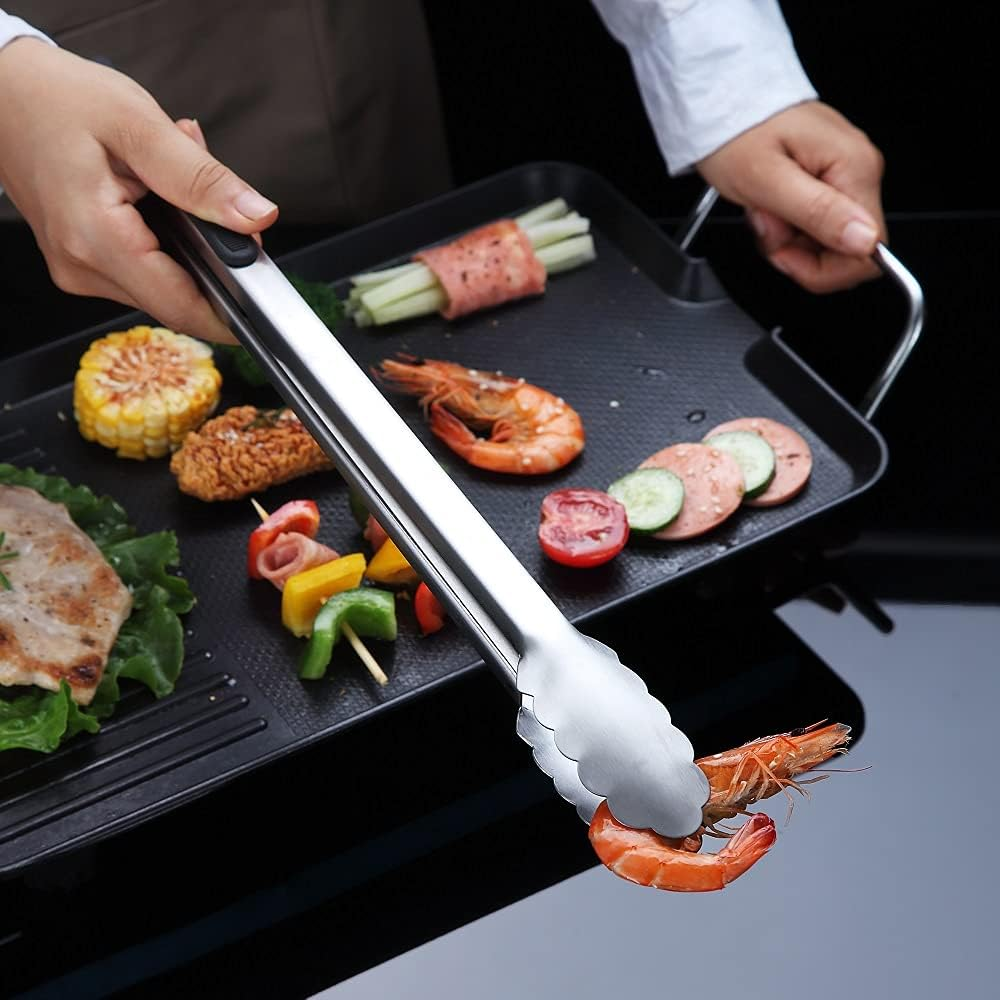 HOMQUEN 16 Inch Barbecue Tongs, Stainless Steel Barbecue Tongs, Premium Barbecue Tongs for Cooking, Metal Tongs for Solid Meat, Locking Kitchen Tongs, Stylish Robust Cooking Tongs image number 2