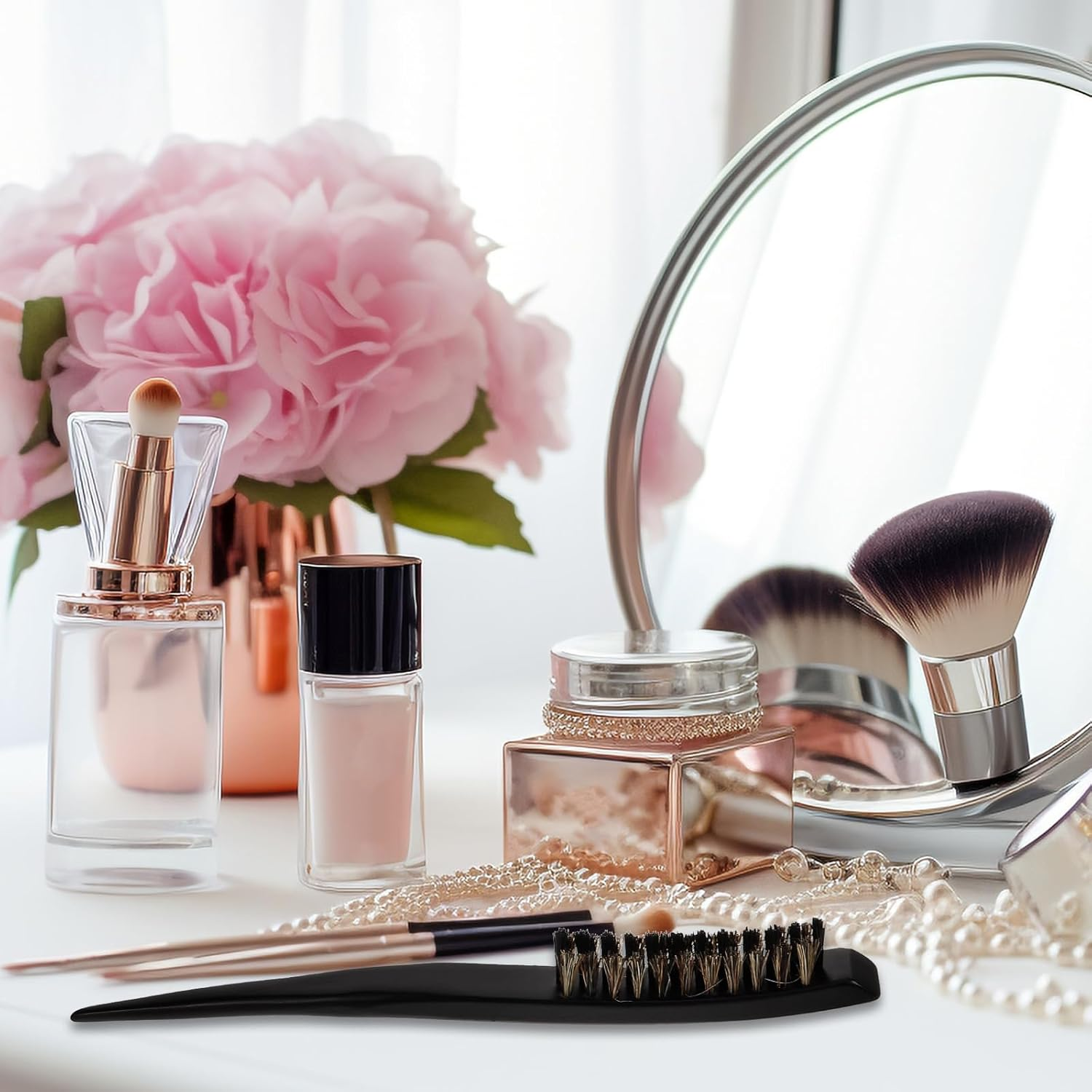 FRCOLOR Bristle Brush Hair Brush for Slicking Hair Back Slick Women Teasing Slick Back Hard Bristle for Thin Bristle Smooth Comb image number 5