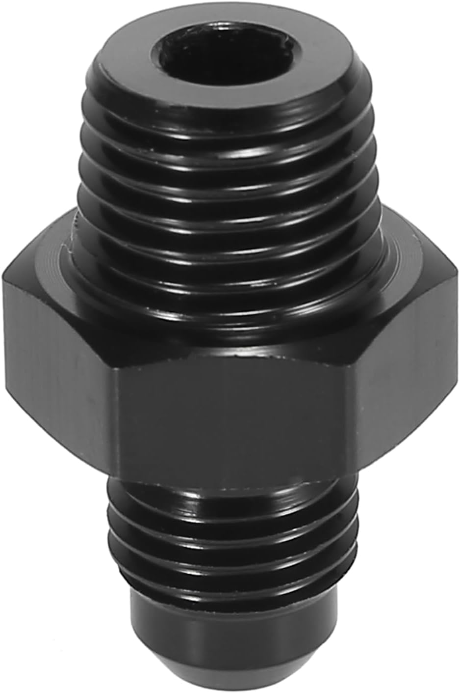 X AUTOHAUX 2Pcs AN4 Male to 1/4" NPT Male Union Car Flare Reducer Hose Fitting Adapter Universal Aluminum Alloy Fuel Oil Line Pipe Connector Black Anodized image number 1