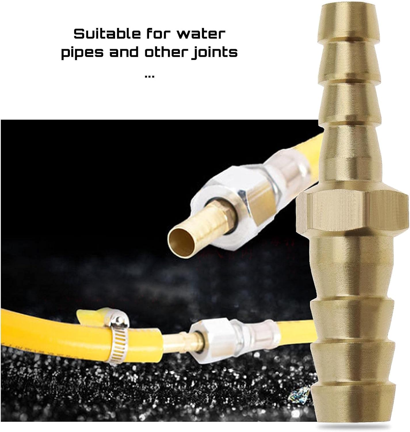 Emsea 2Pcs 8Mm to 6Mm Barb Reducer Tube Mender Splicer Joiner Union Brass Fitting image number 6