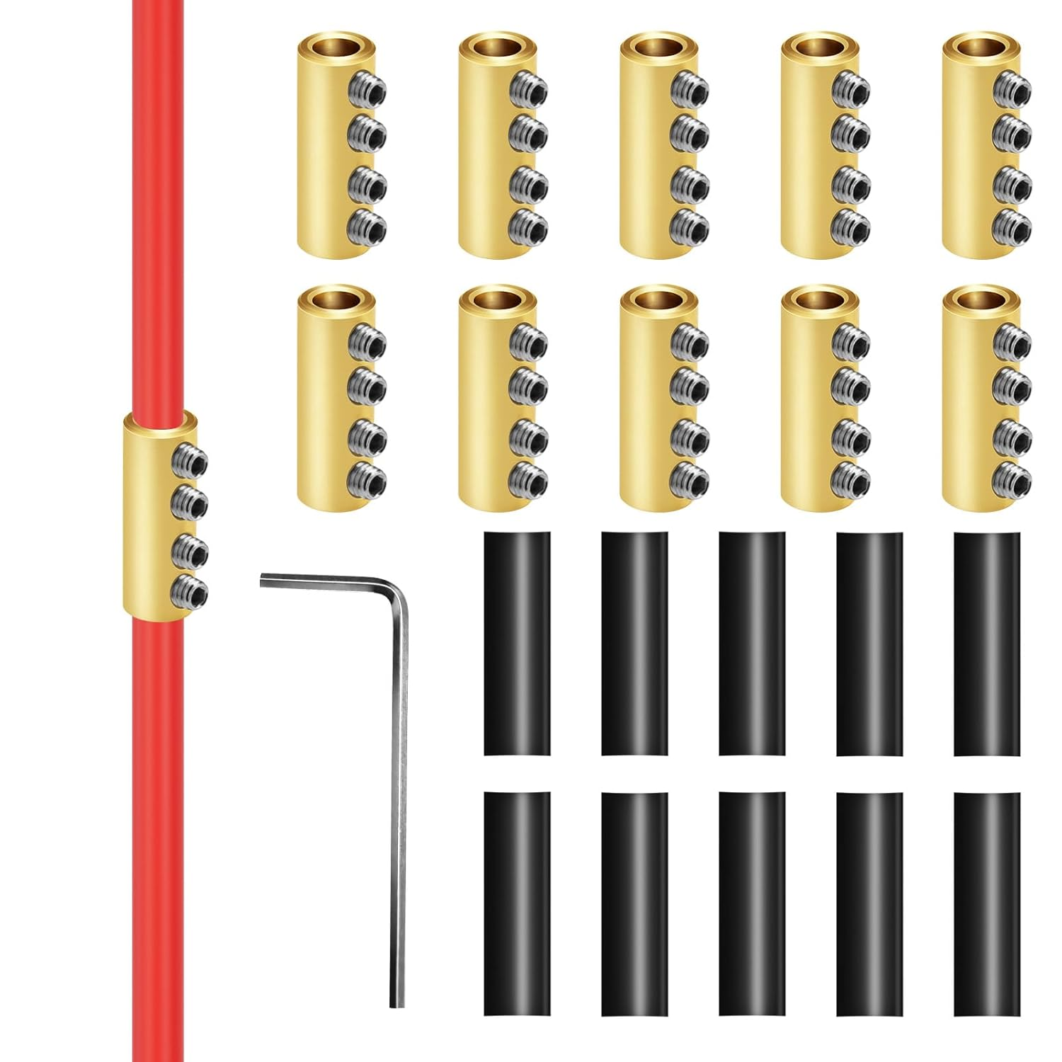 10Sets 6 Gauge Wire Connectors, 6 Awg Wire Connectors Terminal, 80Amp Waterproof Heat Shrink Tubing Quick Connect Splice Connector, 4-Hole Wiring Connector Set (Gold)