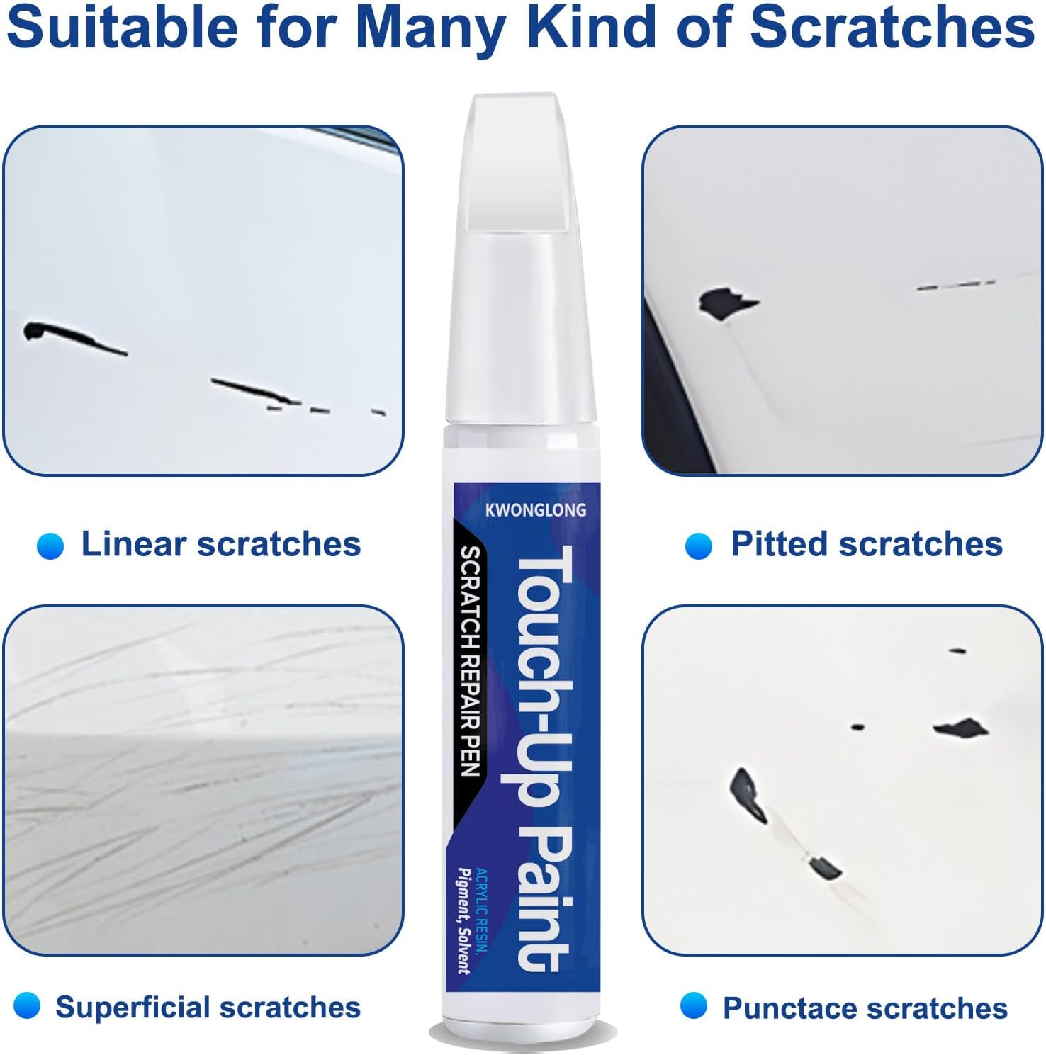 Polar White 149/9149 Touchup Paint Compatible with Mercedes-Benz, 2-In-1 Scratch Repair Pen Exact Color Match, Car Scratch Repair Pen