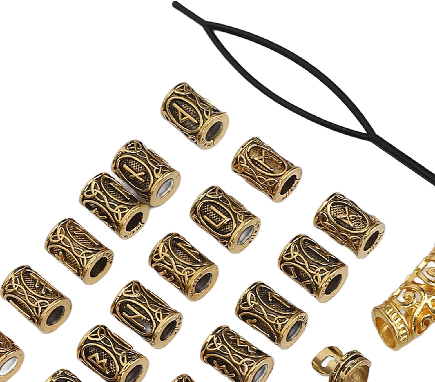 Hair Jewelry Rings, Dreadlocks Bead Decoration, 110 Pcs Adjustable Braids Rings Cuffs Jewelry, Alloy, for Hair Braiding Jewelry Coils, Wedding, Parties, Film Exhibitions image number 5