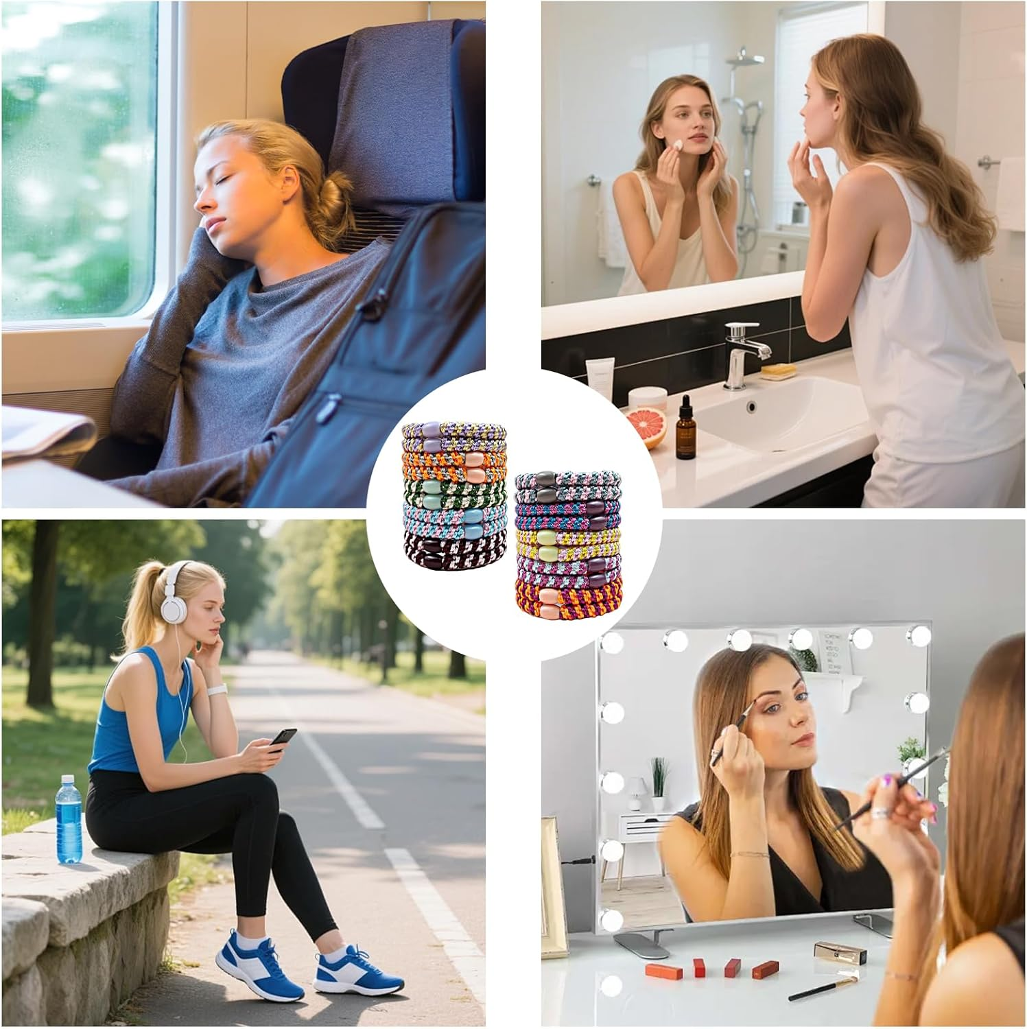 Kknekki Original Hair Scrunchie, Pack of 20 Elastic Braid Elastics Women, Fashion Braided Hair Ties, Multicoloured Scrunchie for Thick Hair and Curly Hair, Medium Long Hair image number 1