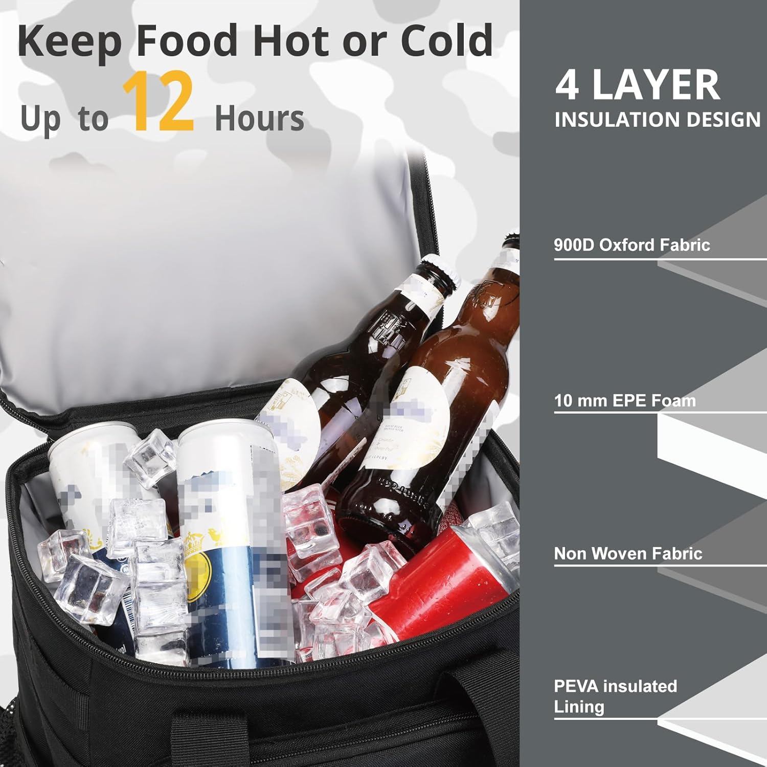 Tactical Backpack Cooler,Lunch Backpack for Men Work with Handle，Soft Cooler Backpack Insulated Waterproof Leak Proof，Heavy Ice Chest Backpack for Hiking Camping - Blue image number 7