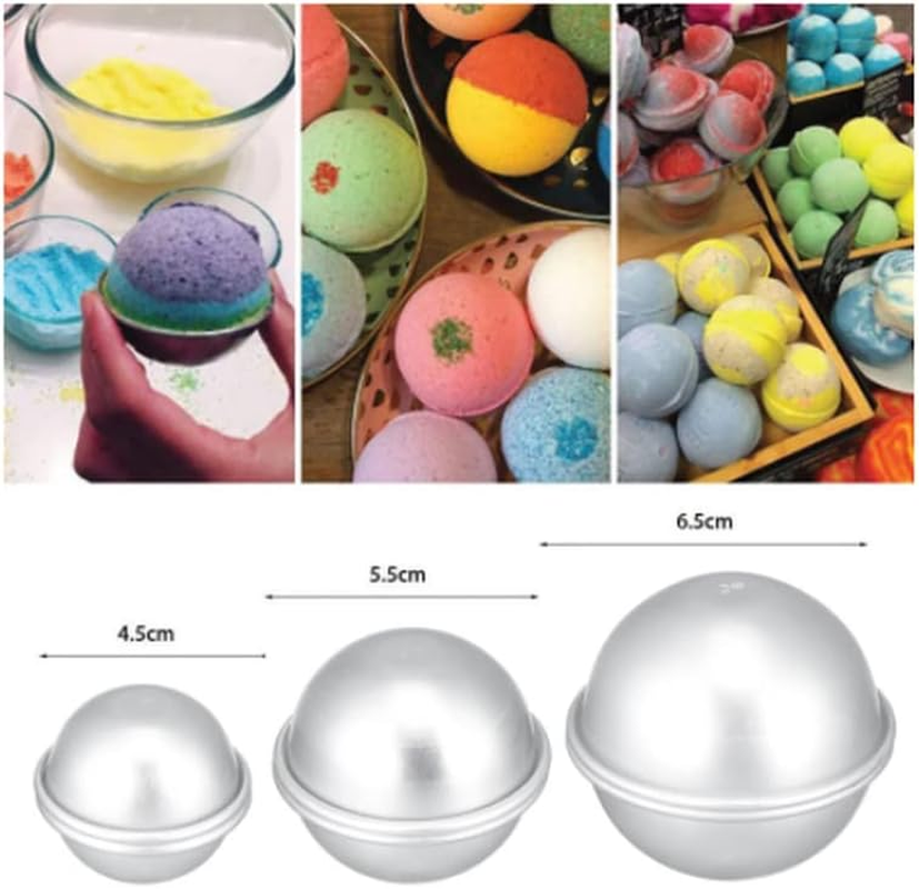 9 Sets 18 Pieces Bath Bombs Make Yourself - Bath Bomb Moulds Kit, Aluminium Bath Bomb Mould Soap Mould Moulds, DIY Casting Moulds for Homemade Bath Bombs image number 3