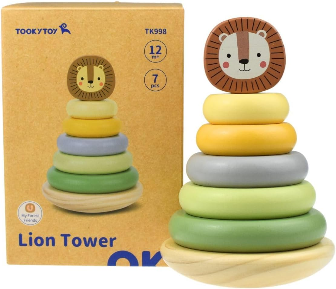 Tooky Toy TK998 My Forest Friends Lion Stacking Tower: Stacking Wobbe Roly Poly Toy for Kids image number 5