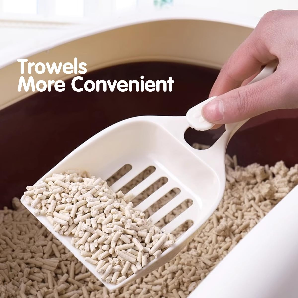 AIMALL 8 PCS Large Cat Litter Shovel with Long Handle for Tofu Cat Litter, 9.25 X 3.93 Inch Durable PP Plastic Cat Dung Shovel, Hollow Design for Fast Sand Leakage image number 1