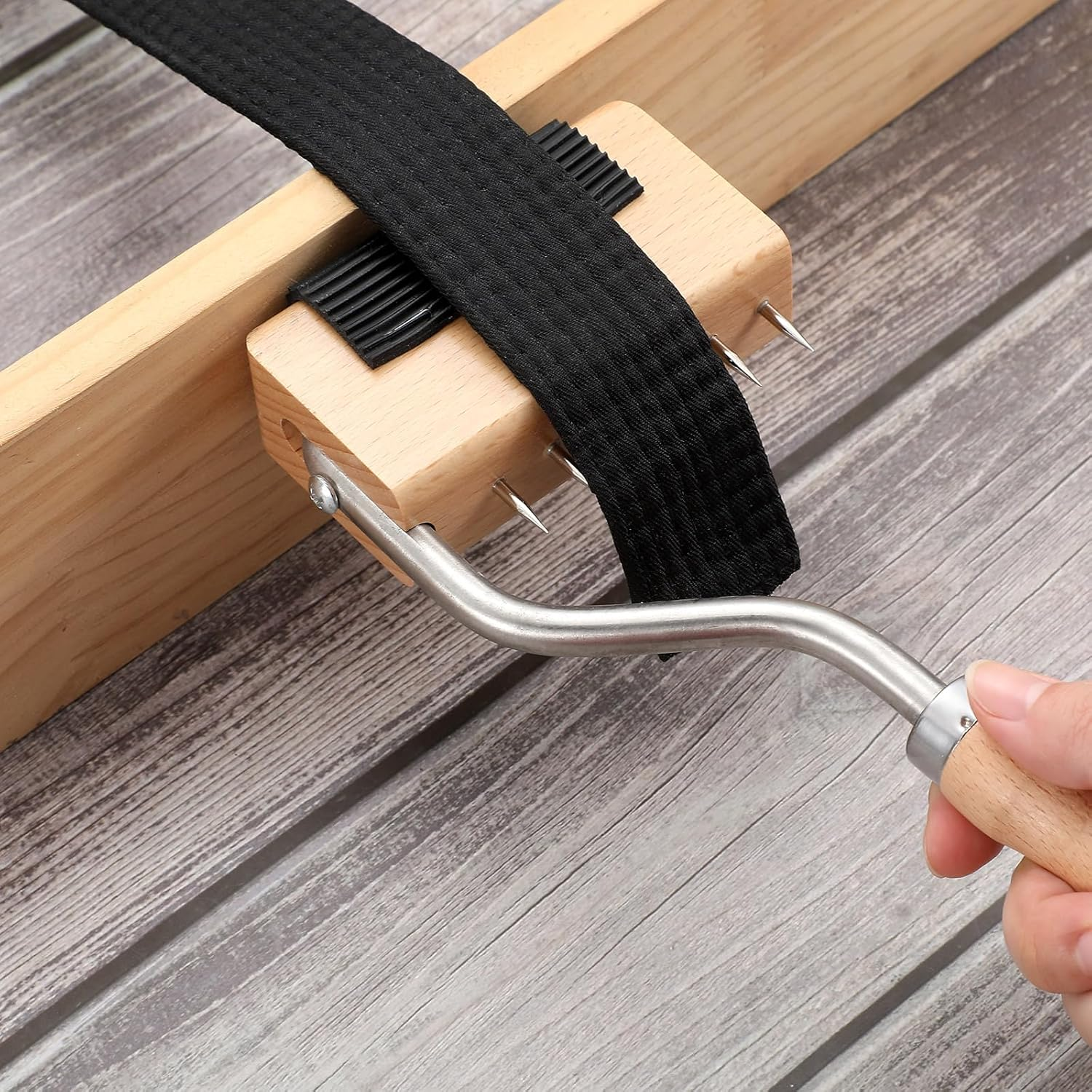 Cinnvoice Gooseneck Webbing Stretcher Upholstery Tool Gooseneck Webbing Stretcher Stretching Tool Handy to Catch the Close to Frame with Plenty of Leverage image number 2