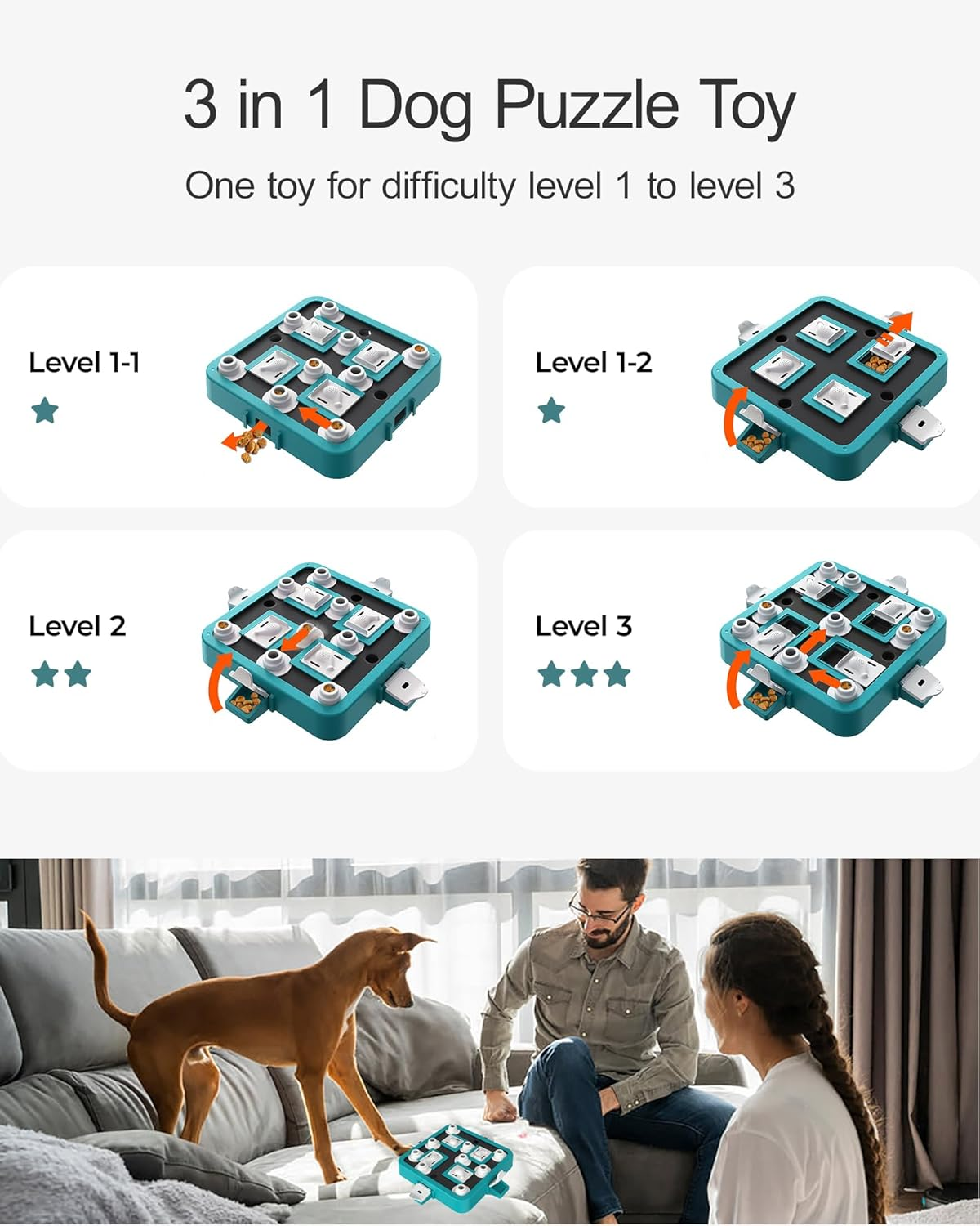 LACCEN Dog Puzzle Toys, Level 3 in 1 Interactive Dog Toys for Boredom image number 4