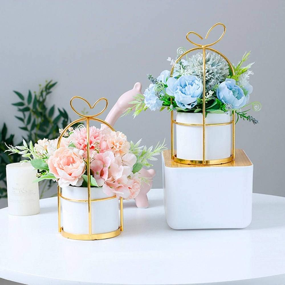 KIRIFLY Fake Artificial Flowers in Vase Faux Peony Silk Hydrangea Flower Centerpieces D&eacute;cor for Wedding Table Decoration(Pink in Gold) image number 2