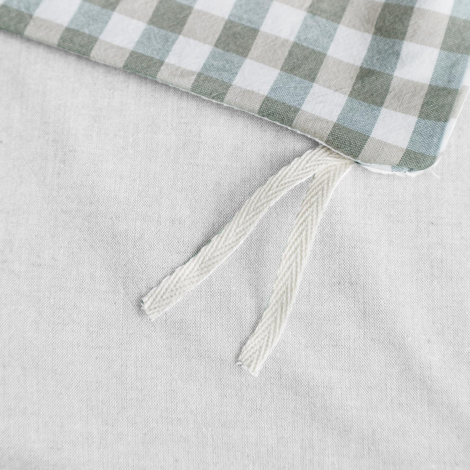 (Queen, Style 5) - SUSYBAO 100% Natural Washed Cotton 3 Pieces Duvet Cover Set (Queen/Full) 1 Duvet Cover 2 Pillowcases Luxury Quality Soft Breathable Hypoallergenic Green Gingham Plaid Pattern with Zipper Ties image number 3