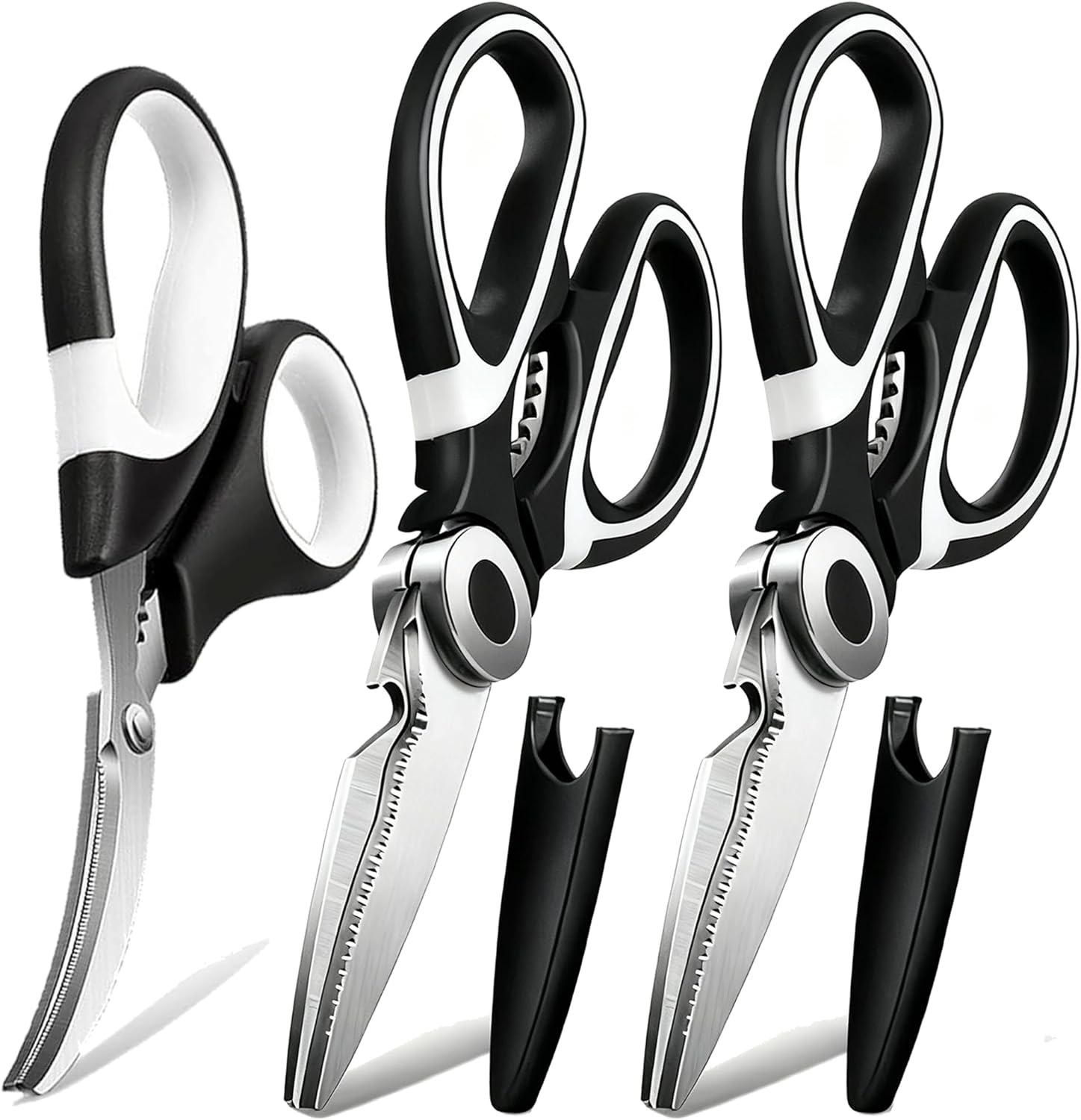 Kitchen Scissors All Purpose 3 Pack - Kitchen Gadgets Utensils - Heavy Duty Stainless Steel Cooking Shears for Cutting Meat, Food, Fish, Poultry Multipurpose Sharp Sissors for Dishwasher Safe image number 6