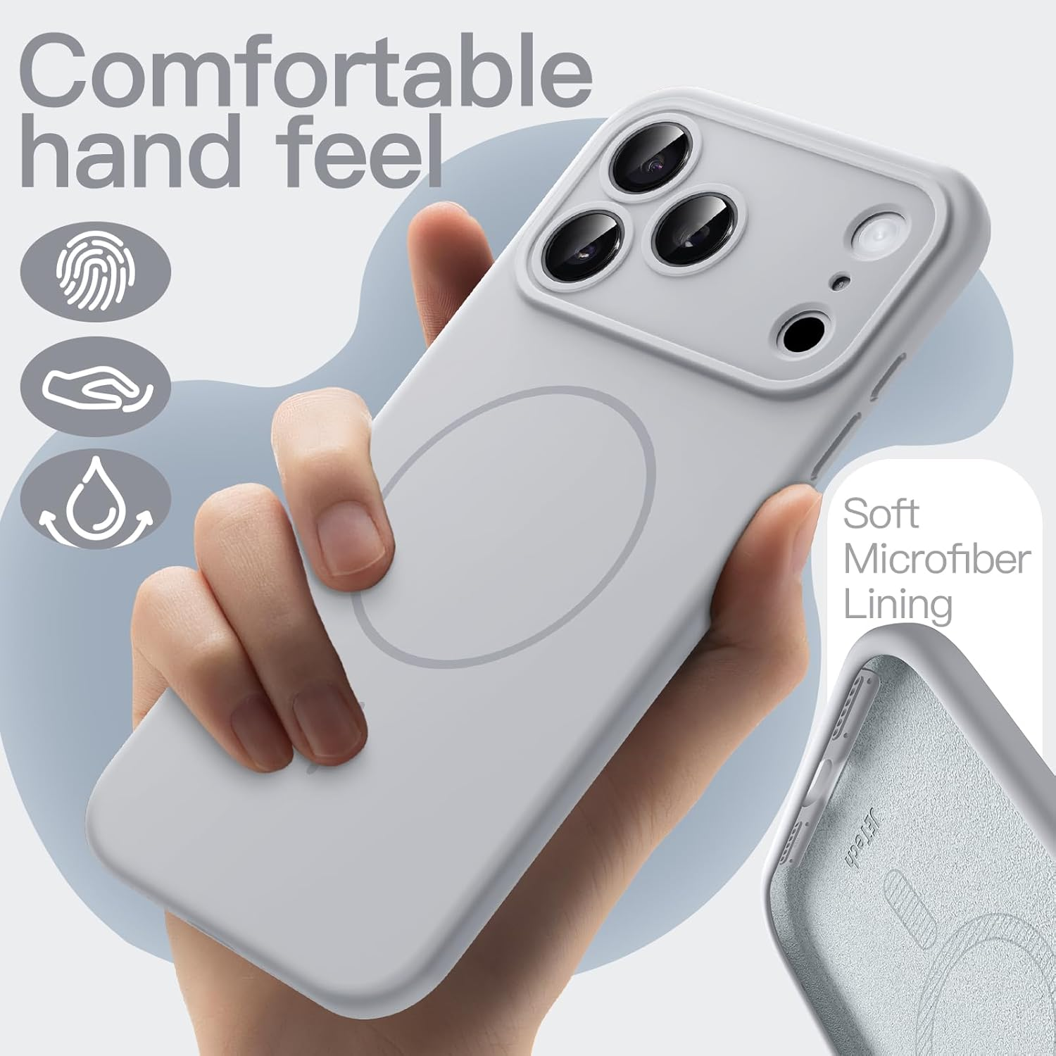 Jetech Magnetic Silicone Case for Iphone 17 Pro Max 6.9-Inch, Compatible with Magsafe, Silky Soft Touch, Shock Absorbing Phone Cover with Camera Lens Protection (Grey) - Midnight Green image number 6