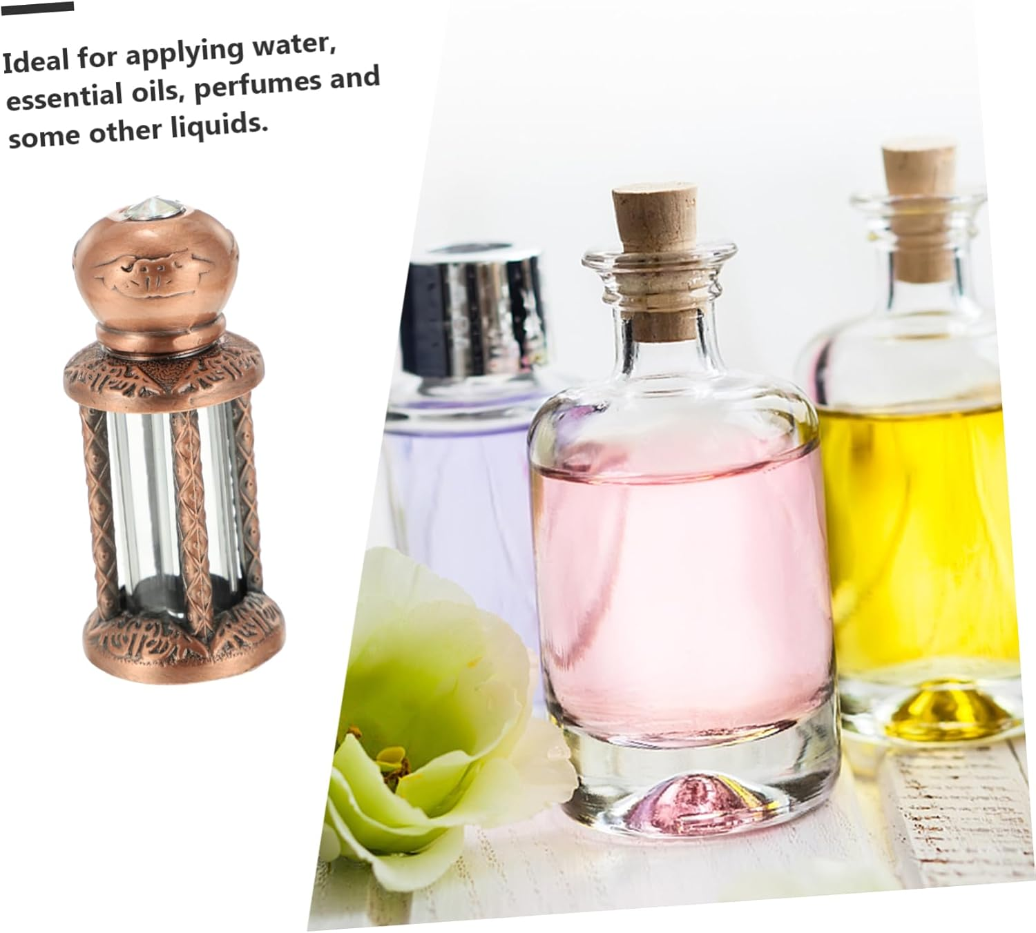 FOMIYES 3Pcs Perfume Bottle Essential Oil Bottle Vintage Perfume Bottle Home Glassfragrance Bottle Air Women Sandalwood Essential Oils Retro Perfume Bottle Humidifier Travel Manual Alloy - As Shownx2Pcs image number 6