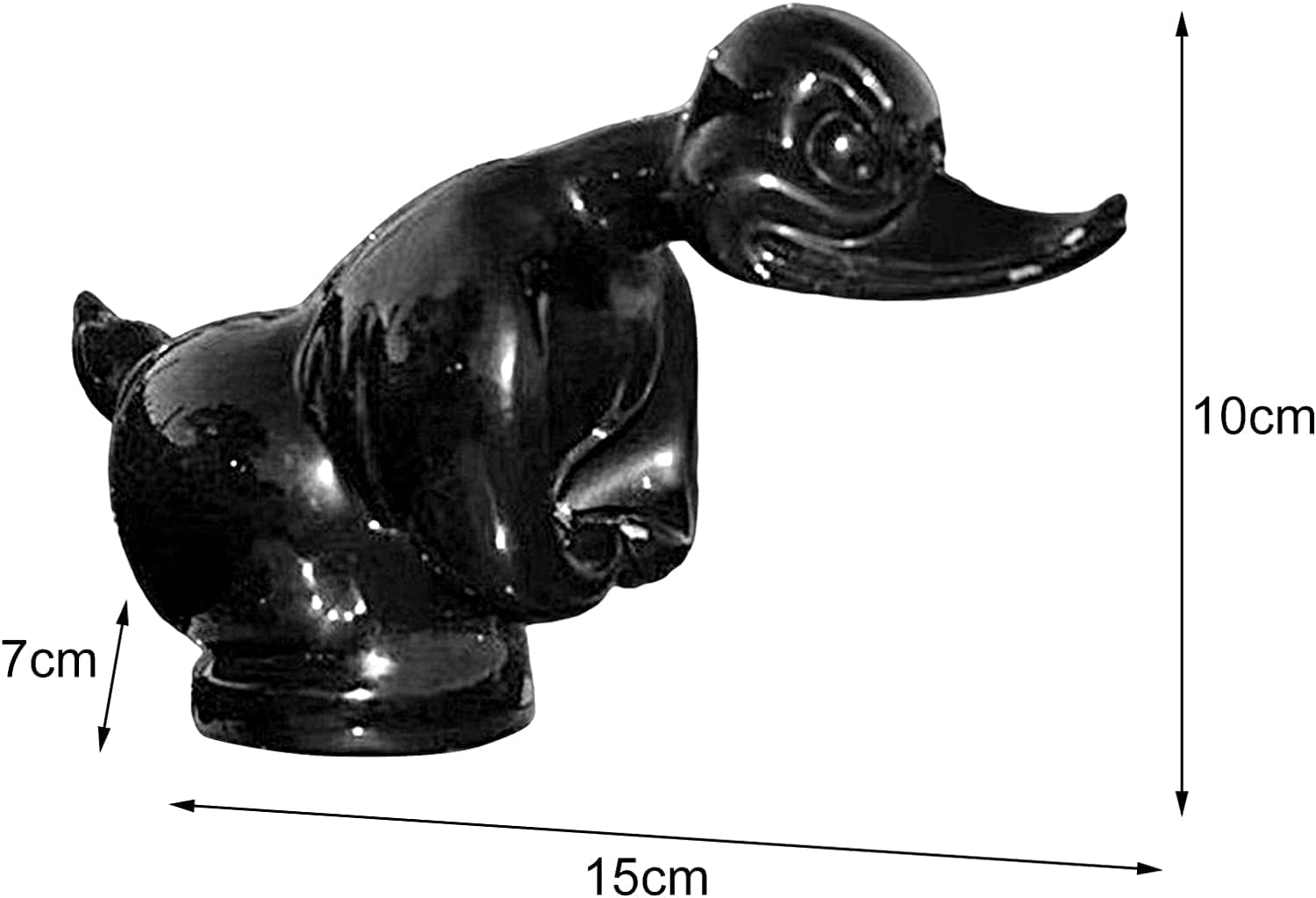 3D Chromed Duck Hood Ornament, Bar Pub Club Wall Decor, Death Proof Duck Black Alloy Duck Hood Ornament, Novlty Car Decoration Accessories, Front Hood Car Sticker Qzjijosen (Black) - Black image number 1