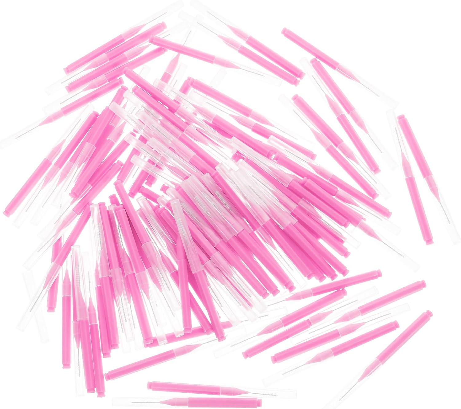 Abaodam 100Pcs Pink Interdental Brush Set for Braces Teeth Cleaning, Portable Toothpick Brush Picks for Orthodontic Care and Travel Oral Hygiene