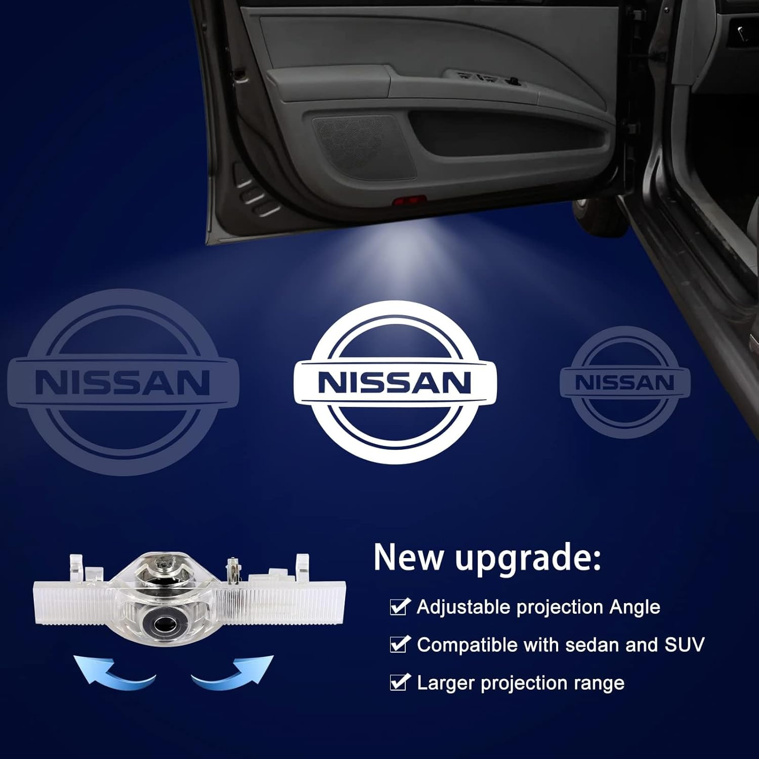 No Fade Verkoy Door Light Logo Compatible with Nissan - Welcome Lights Accessories for Terra/Altima/Maxima/Armada/Titan/Quest/Pathfinder Series-4Pcs image number 1