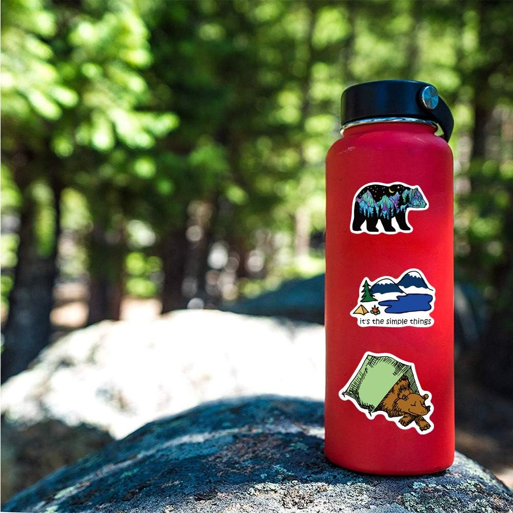 Outdoor Hiking Adventure Camping Water Bottle Stickers,50Pcs Kids Aesthetic Vinyl Waterproof Decorative Sticker,Luggage Motorcycle Wilderness Nature Decals for Camper Boys Adults Teens Girls image number 4