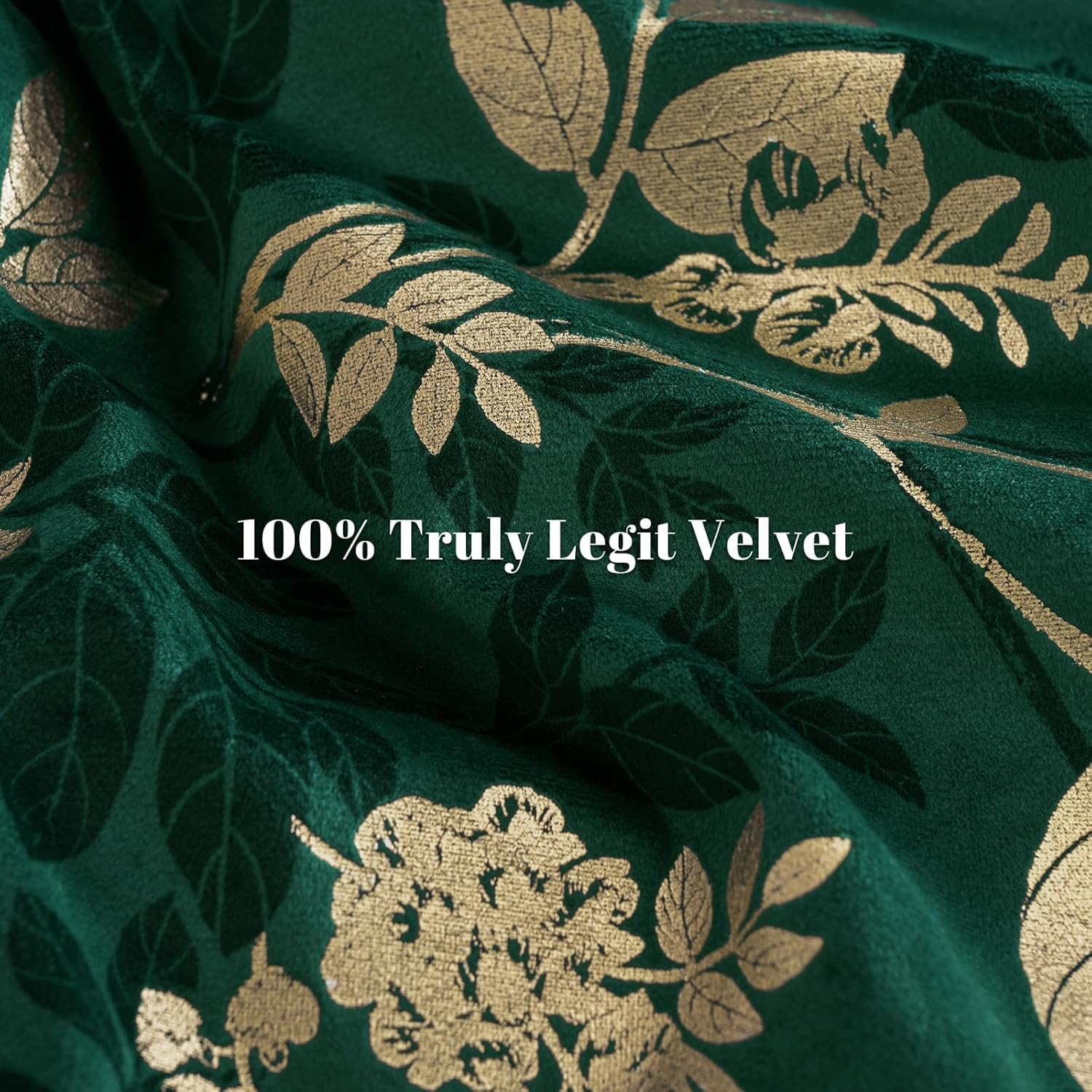 PHF Truly Velvet Duvet Cover Set King Size, 3Pcs Leaves Print Ultra Soft Breathable Comforter Cover Set, Luxury Cozy Flannel Duvet Cover with Pillow Shams Bedding Collection, 104" X 90",Green and Gold image number 6
