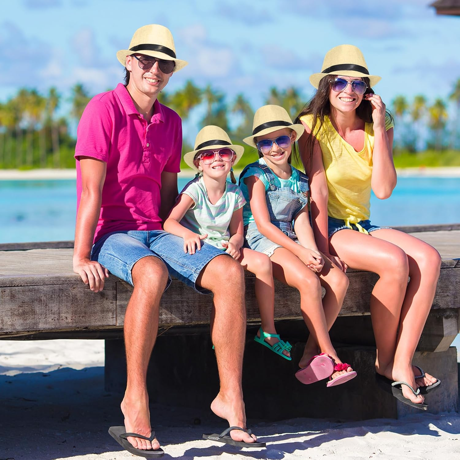 24 Pack 1920S Fedora Hats Bulk for Men Short Brim Sun Panama Hats for Women Party Costume, Circumference 60 Cm