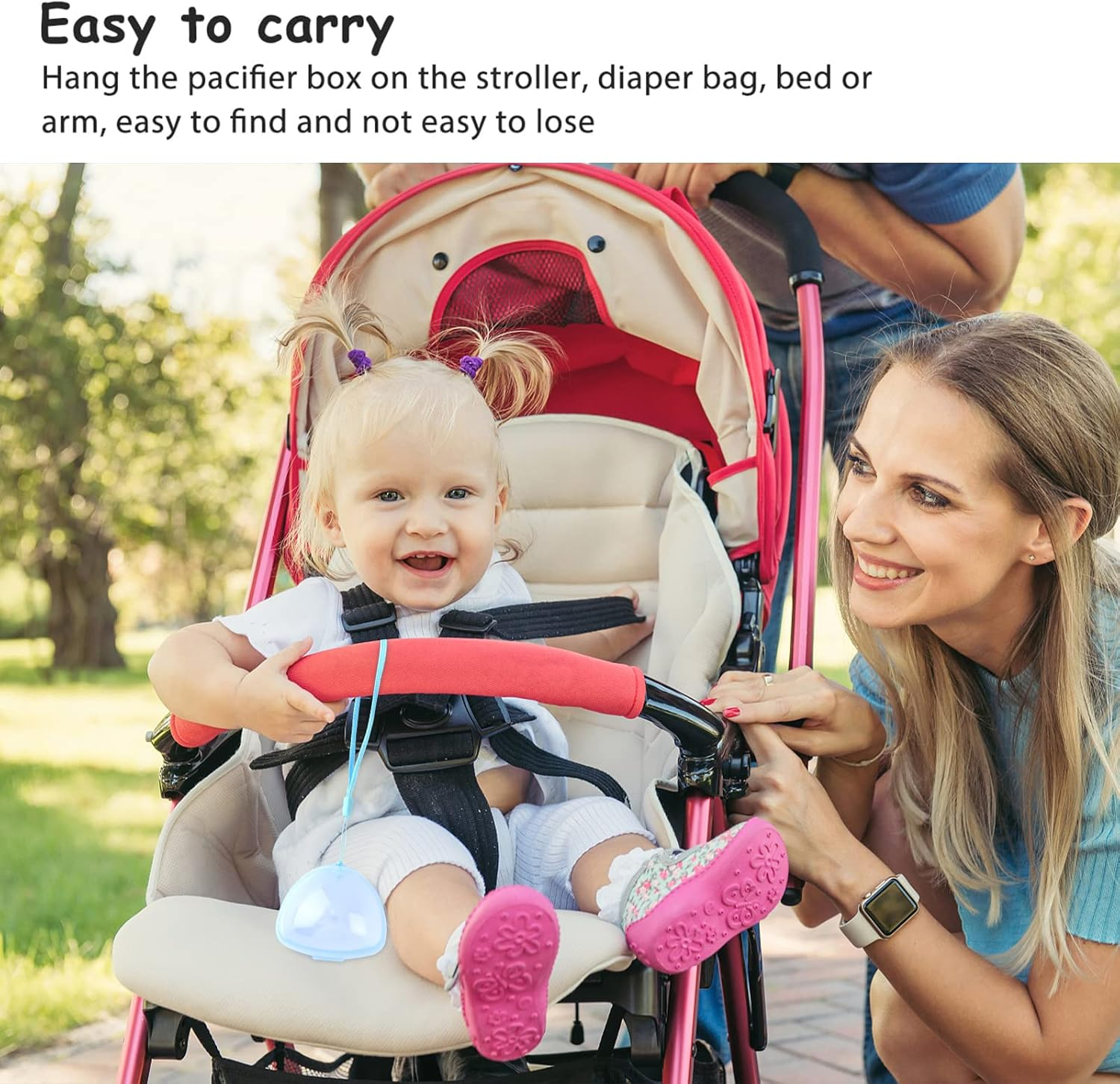 Homiliky Dummy Case,6Pcs Transparent Pacifier Case with String,3 Colors Dummy Holder Case Soother Pod Storage Box Bpa-Free Nipple Shield Case for Infant, Baby, Travel, Home image number 2