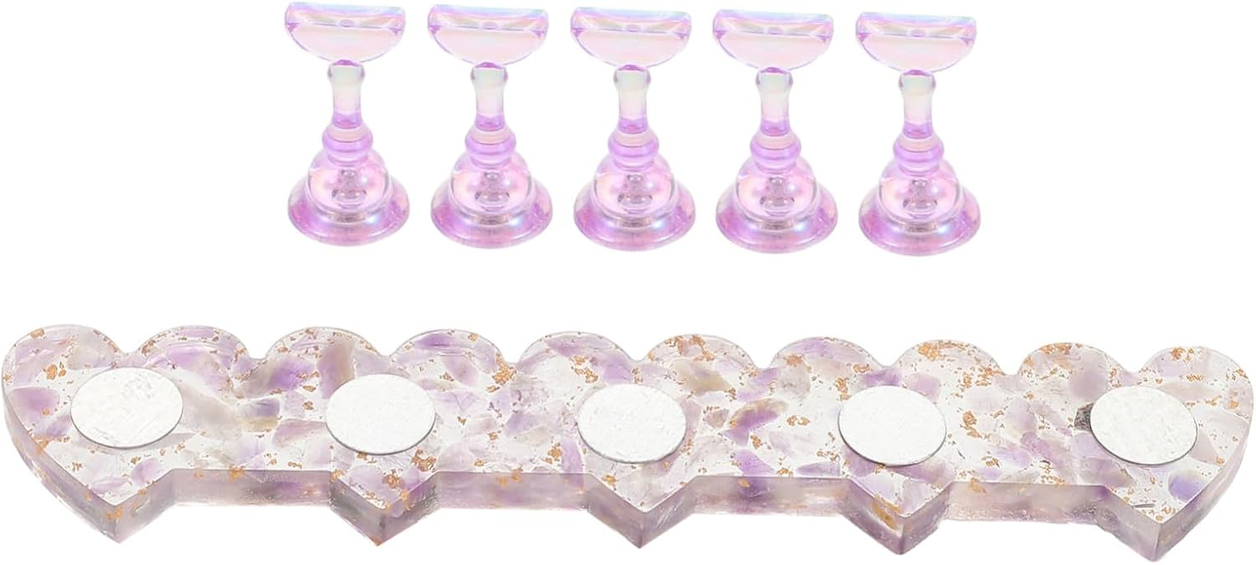 GOOHOCHY Portable Nail Practice Stand with Realistic Feel Lightweight Fake Nail Holder for Manicure Training Stylish Purple Design for Home Salon image number 4