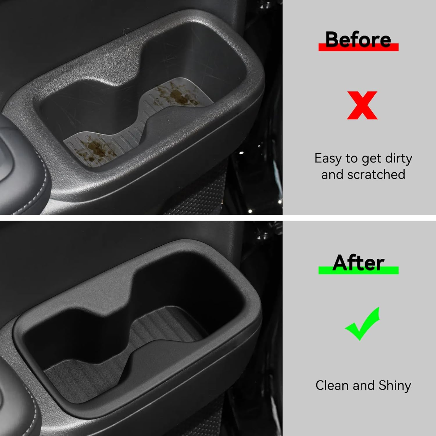 LUCKEASY 2PCS 3Rd Row Cup Holder Insert for Hyundai Santa Fe 6/7 Seat 2024 2025 Drink Limiter Interior Accessories TPE Black image number 2