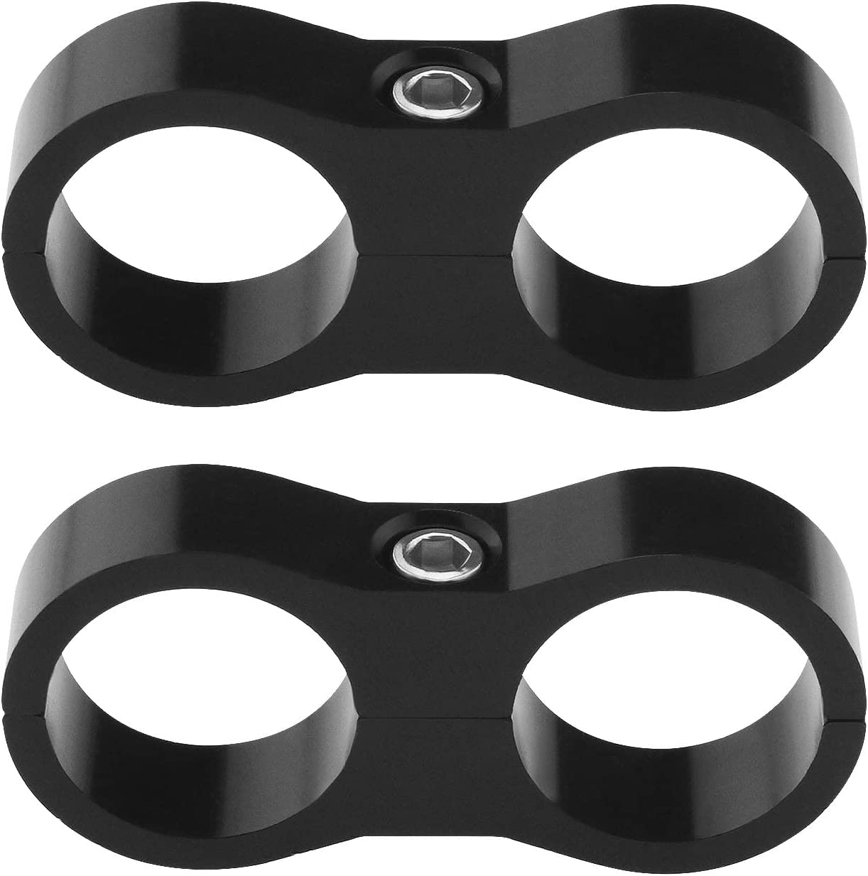 SING F LTD 2PCS AN10 20Mm Hose Separator Clamp Fuel Line Mounting Clamp Divider Hose Fitting Adapter for Fuel Hose Oil/Braking/Gas Pipeline Water Pipe Aluminum Alloy Black image number 4