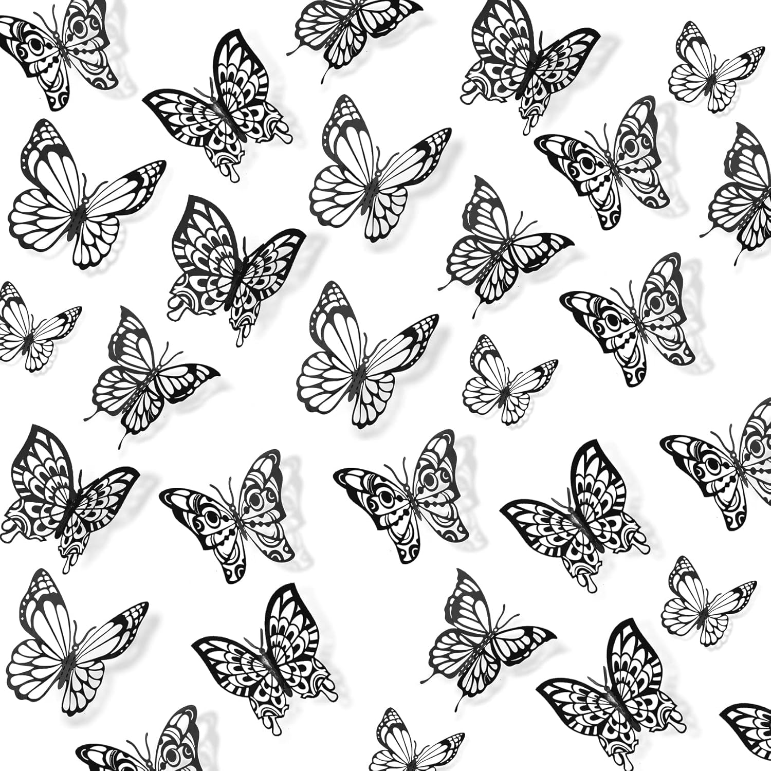 3D Butterfly Wall Decor,White Butterfly Decorations,3 Size Removable Butterflies with 72 Dot Glue for Nursery Wall,For Birthday Party Cake Decorations,Bedroom Living Study Bathroom Wedding Decors