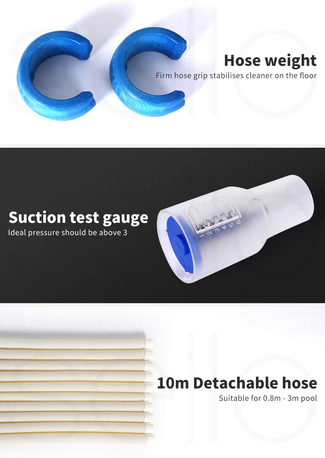 Swimming Pool Cleaner Automatic Sweeper Vacuum Suction Cleaner, Floor Wall Climb Vacuum Hose 10M Suction Summer Easy to Use Efficient Cleaning Low Maintenance User-Friendly (83 X 43.5 X 18Cm, Blue) image number 4