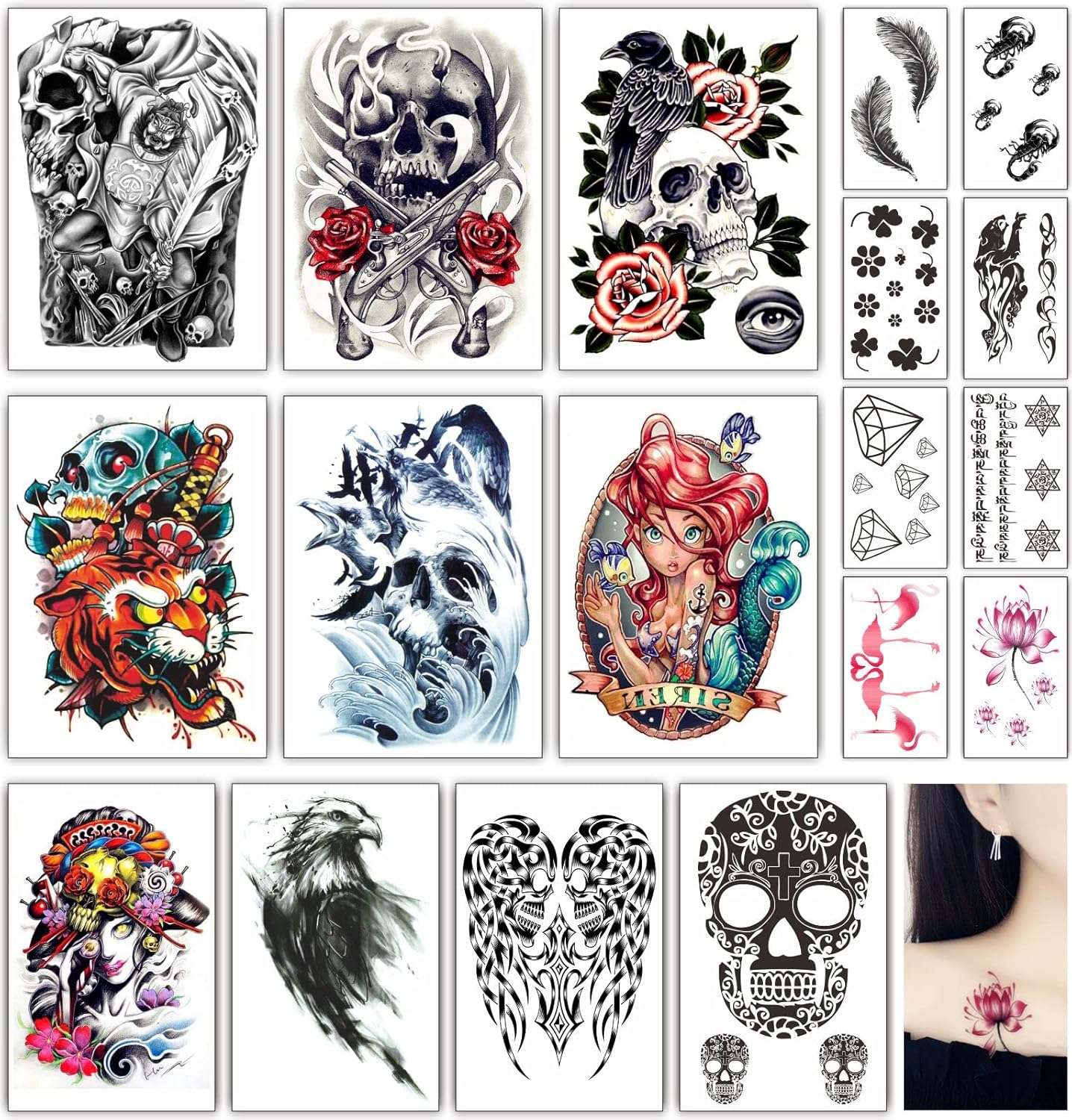 18 Sheets Temporary Tattoos for Adults and Kids Matte Temporary Tattoo Set Flamingo Tattoos image number 5