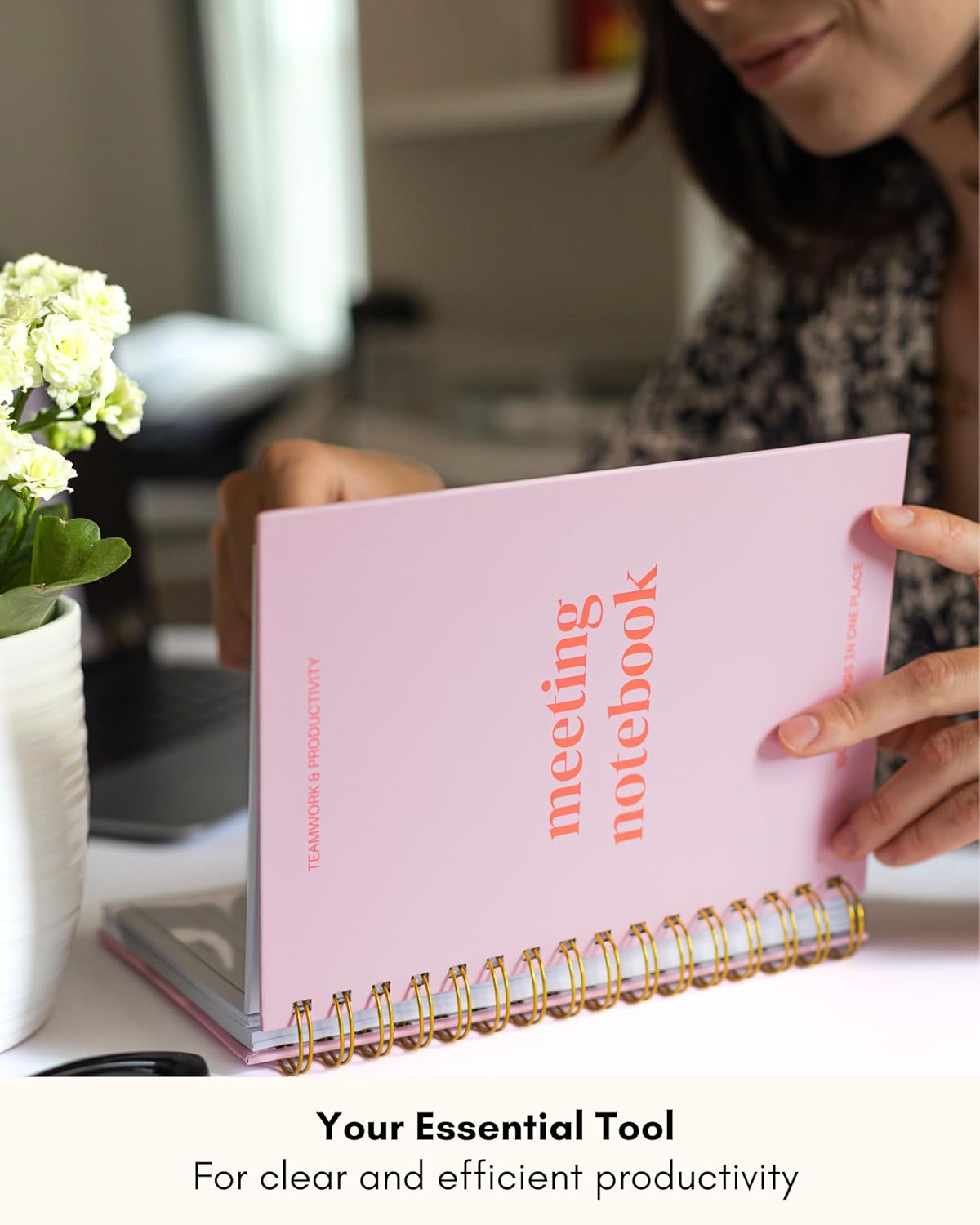 Lamare Meeting Notebook for Work Organization - 100+ Meetings Work Notebook for Note Taking - Meeting Notes Notebook for Work - Stay Productive with Meeting Planner Notebook 220 Pages L A5 Size 8.5X6&rdquo; - Black image number 4