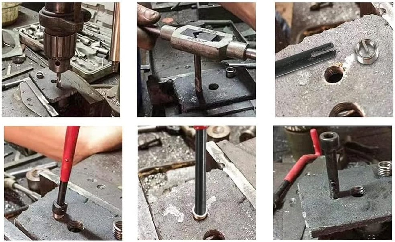 Fixinus Pack of 30 M6 X 1.0 Mm Thread Repair Insert Kit, Stainless Steel Thread Repair Kit, Helicoil Coil Compatible Hand Tool Set for Car Repair image number 3